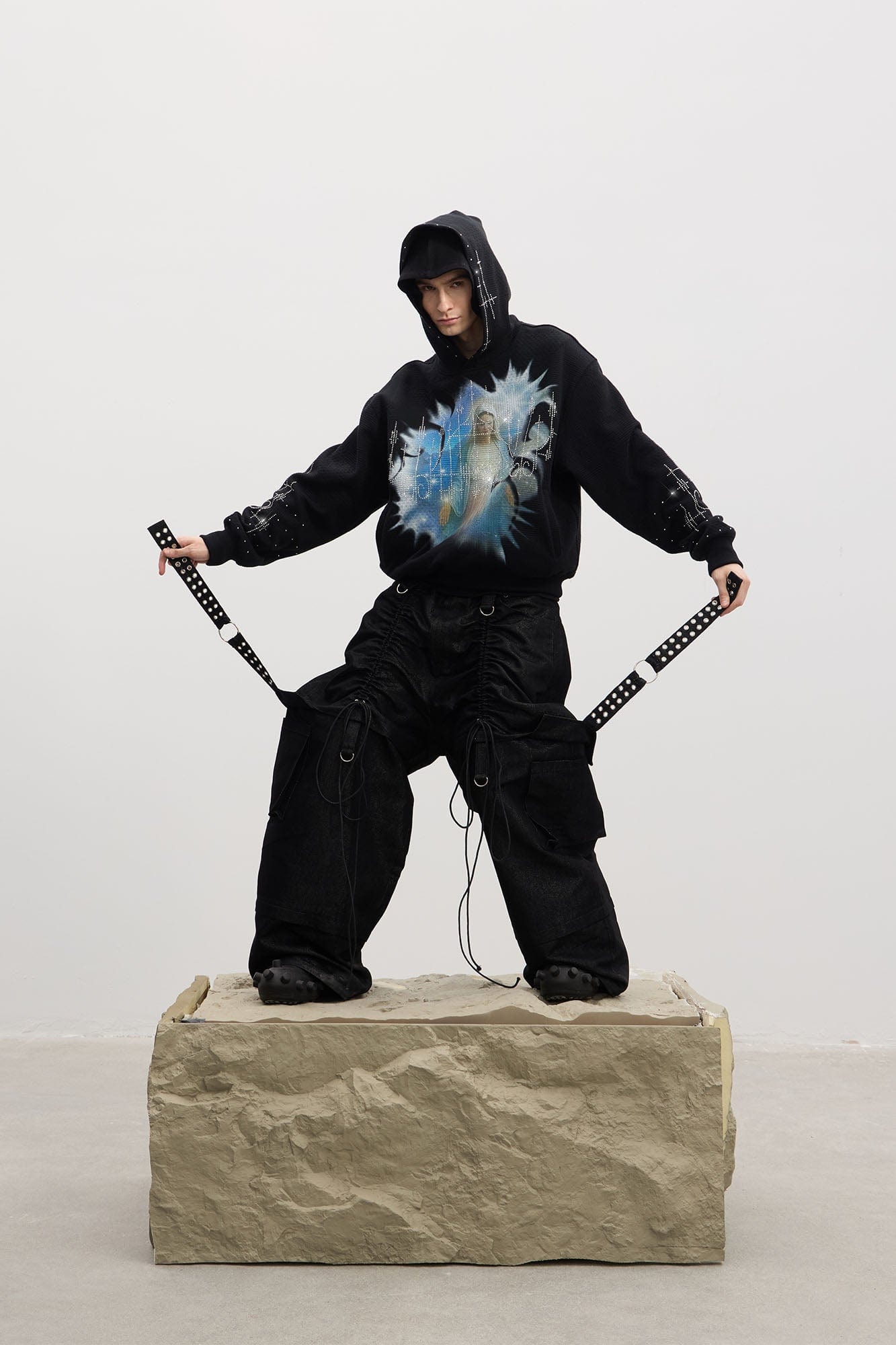 DND4DES Virgin Mary Graphic Rhinestone Hoodie-Hoodie-S (Preorder)-Black-Free Shipping Leatheretro