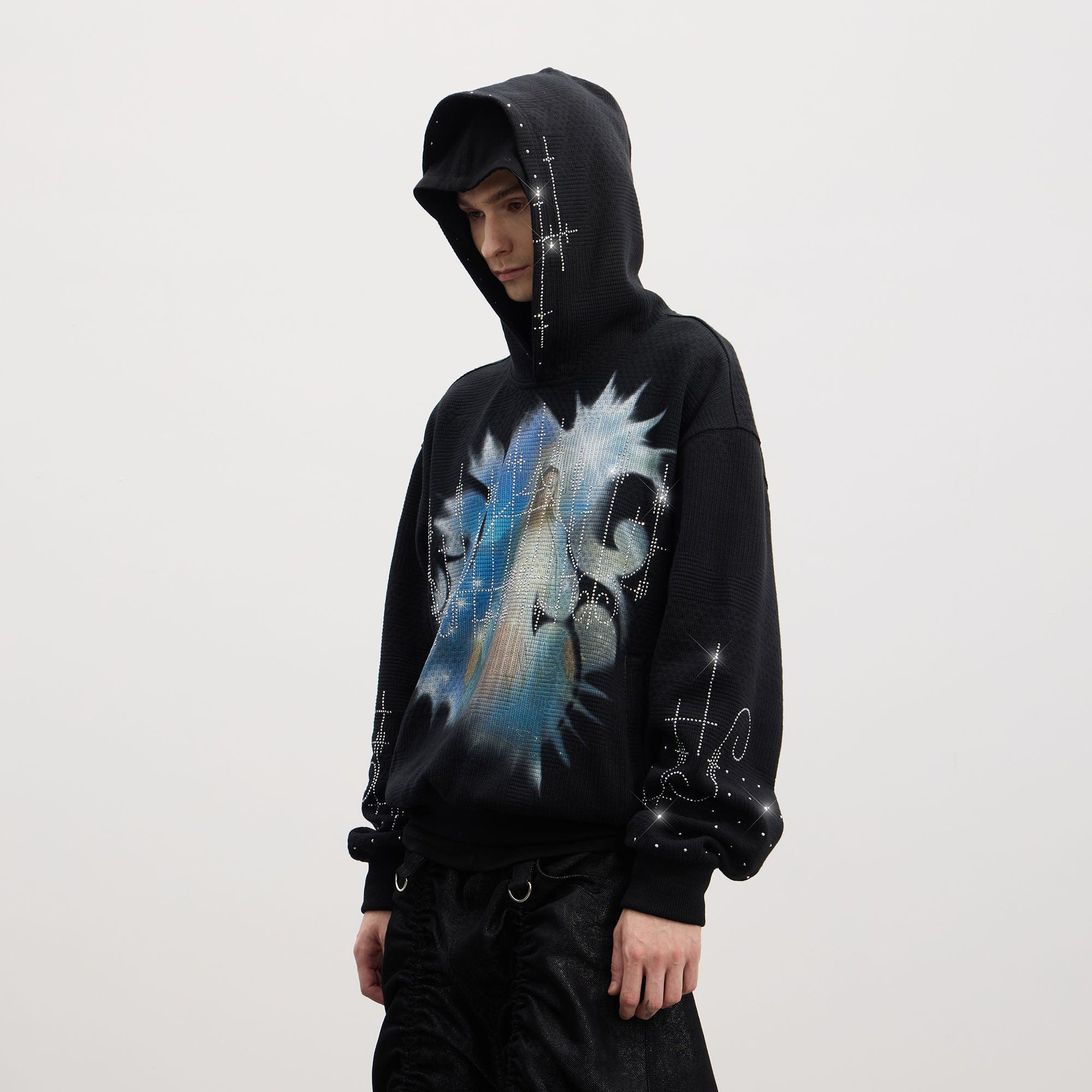 DND4DES Virgin Mary Graphic Rhinestone Hoodie-Hoodie-S (Preorder)-Black-Free Shipping Leatheretro