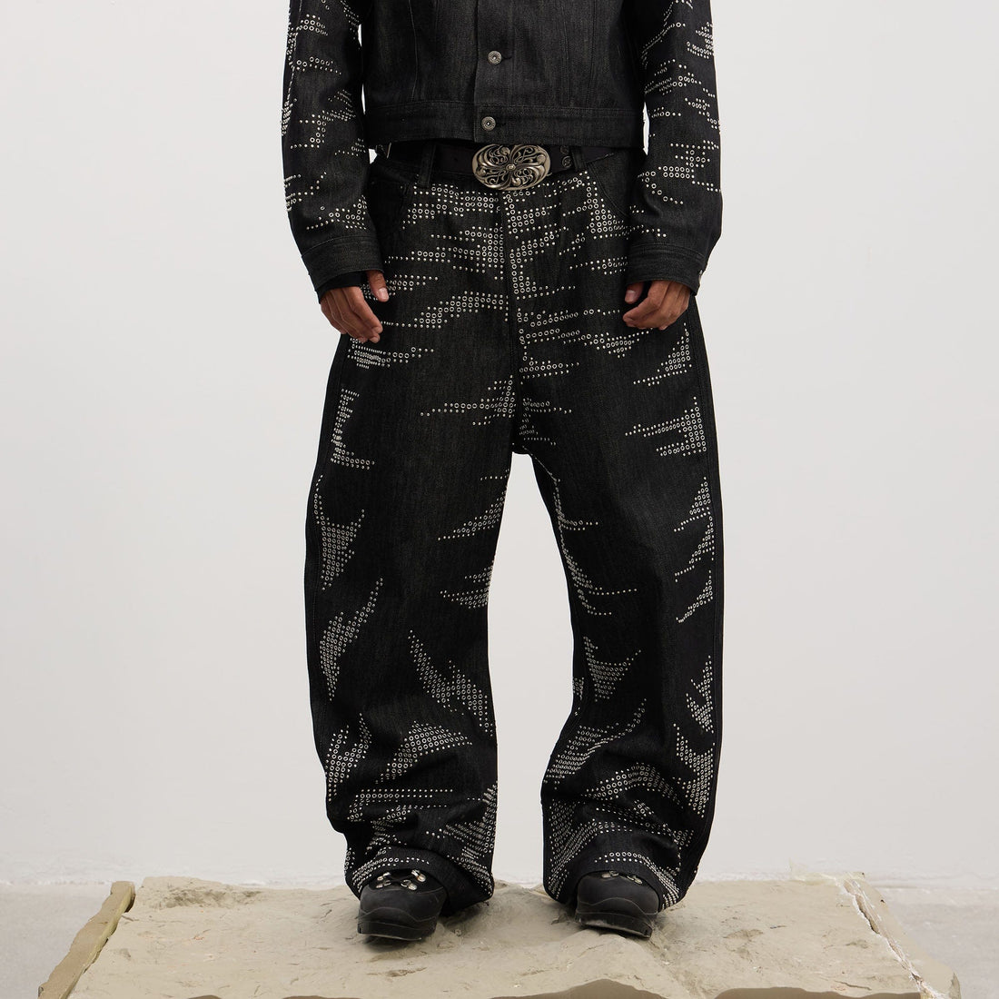 DND4DES Studded Tiger Stripe Baggy Jeans-Jeans-XS-Free Shipping Leatheretro