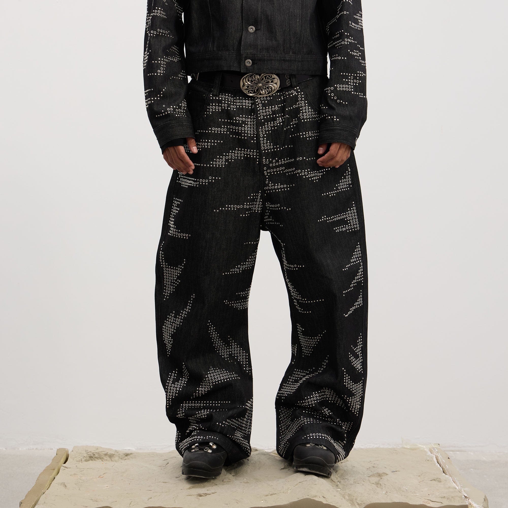 DND4DES Studded Tiger Stripe Baggy Jeans-Jeans-XS-Free Shipping Leatheretro