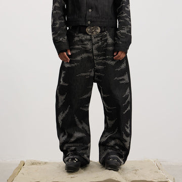 DND4DES Studded Tiger Stripe Baggy Jeans-Jeans-XS-Free Shipping Leatheretro