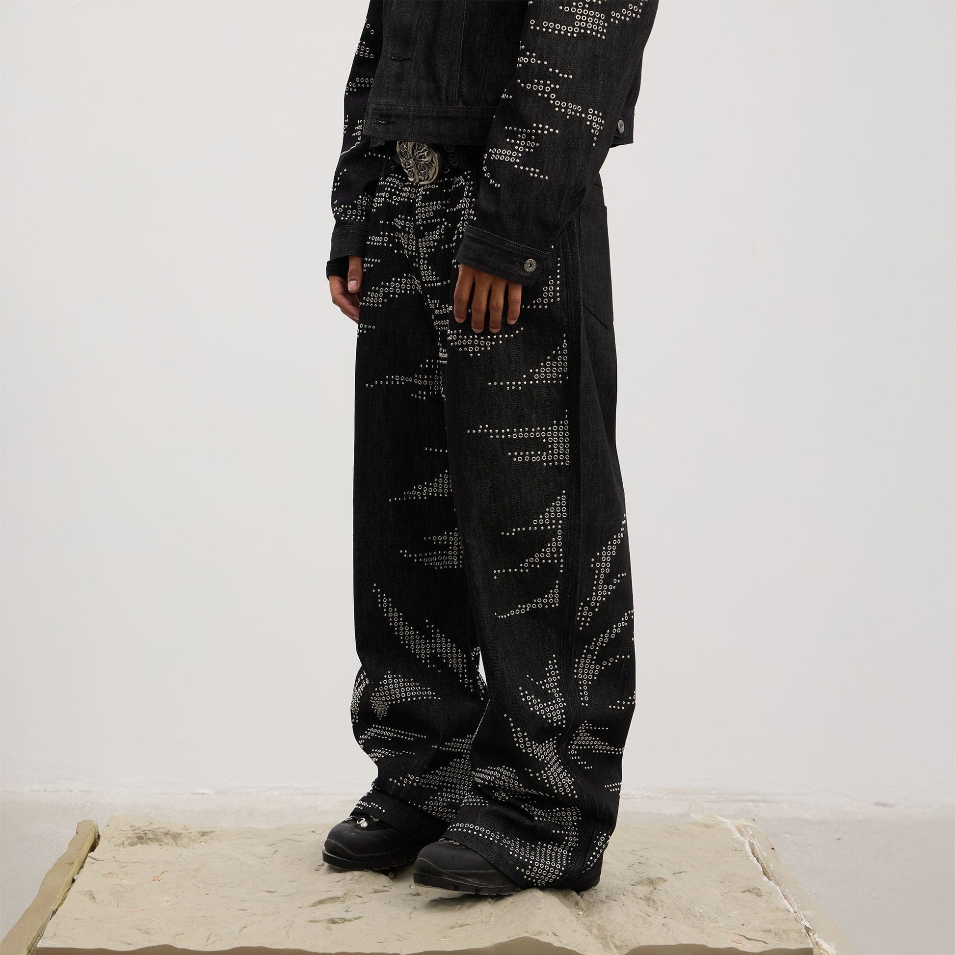 DND4DES Studded Tiger Stripe Baggy Jeans-Jeans-XS-Free Shipping Leatheretro