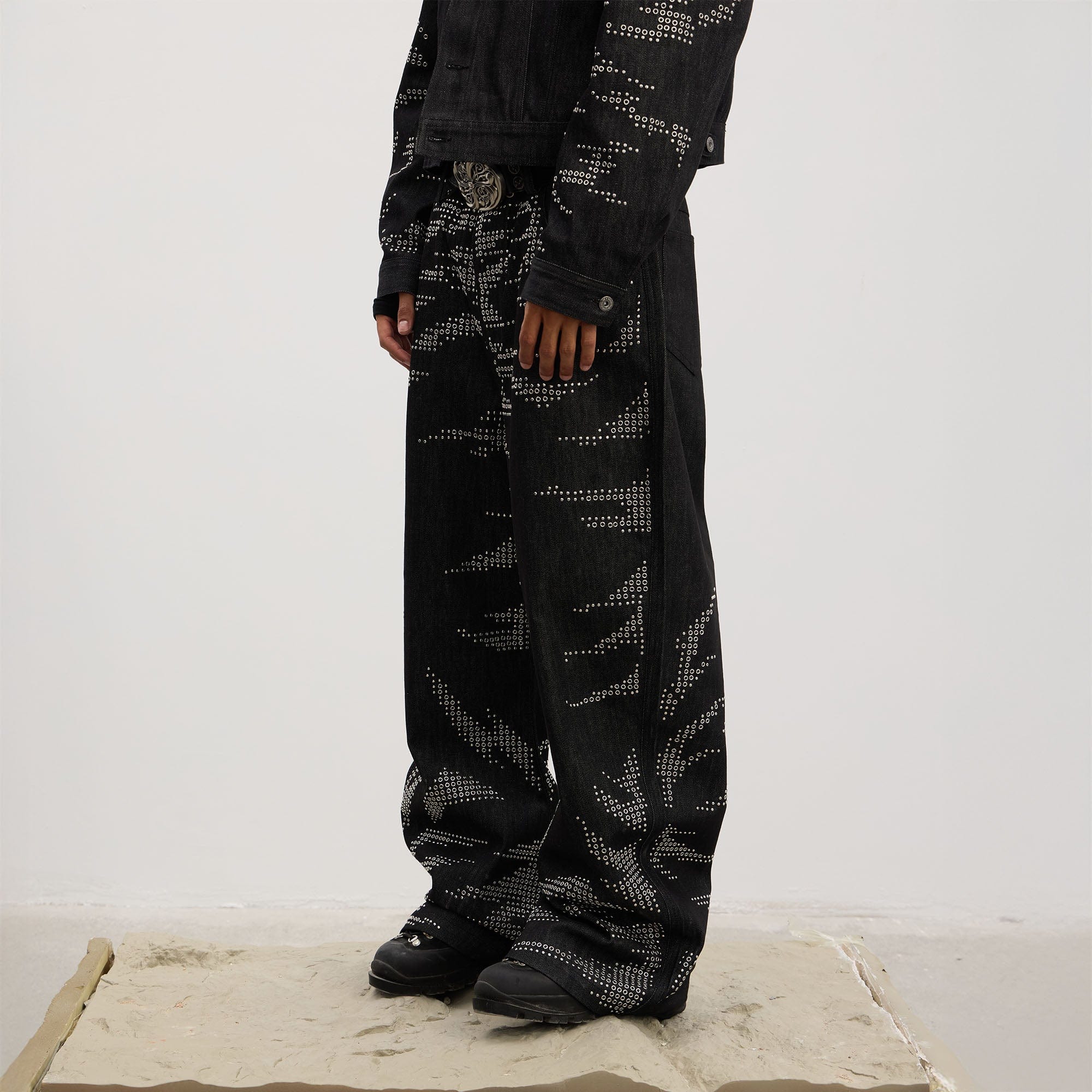 DND4DES Studded Tiger Stripe Baggy Jeans-Jeans-XS-Free Shipping Leatheretro