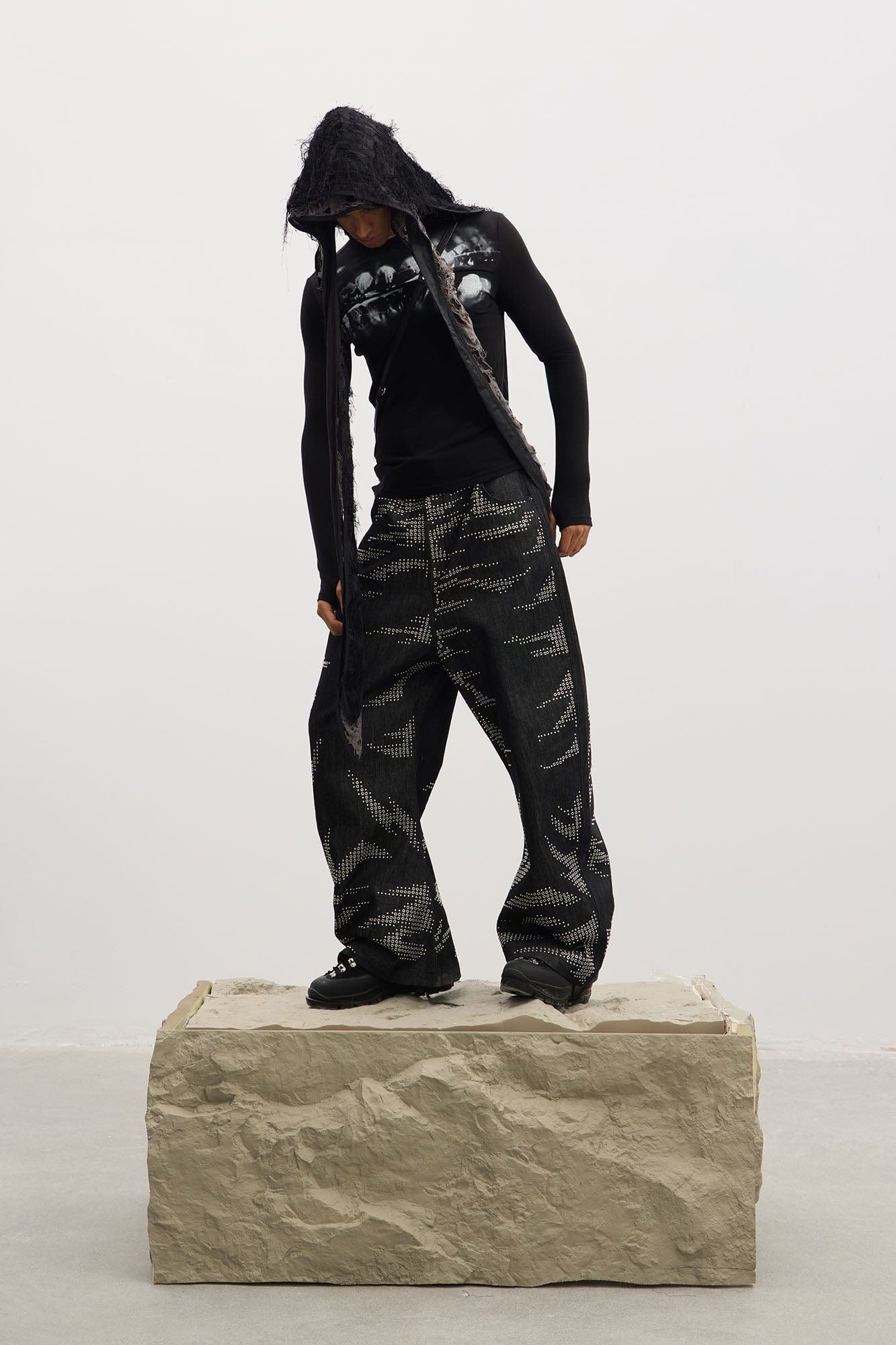 DND4DES Studded Tiger Stripe Baggy Jeans-Jeans-XS-Free Shipping Leatheretro