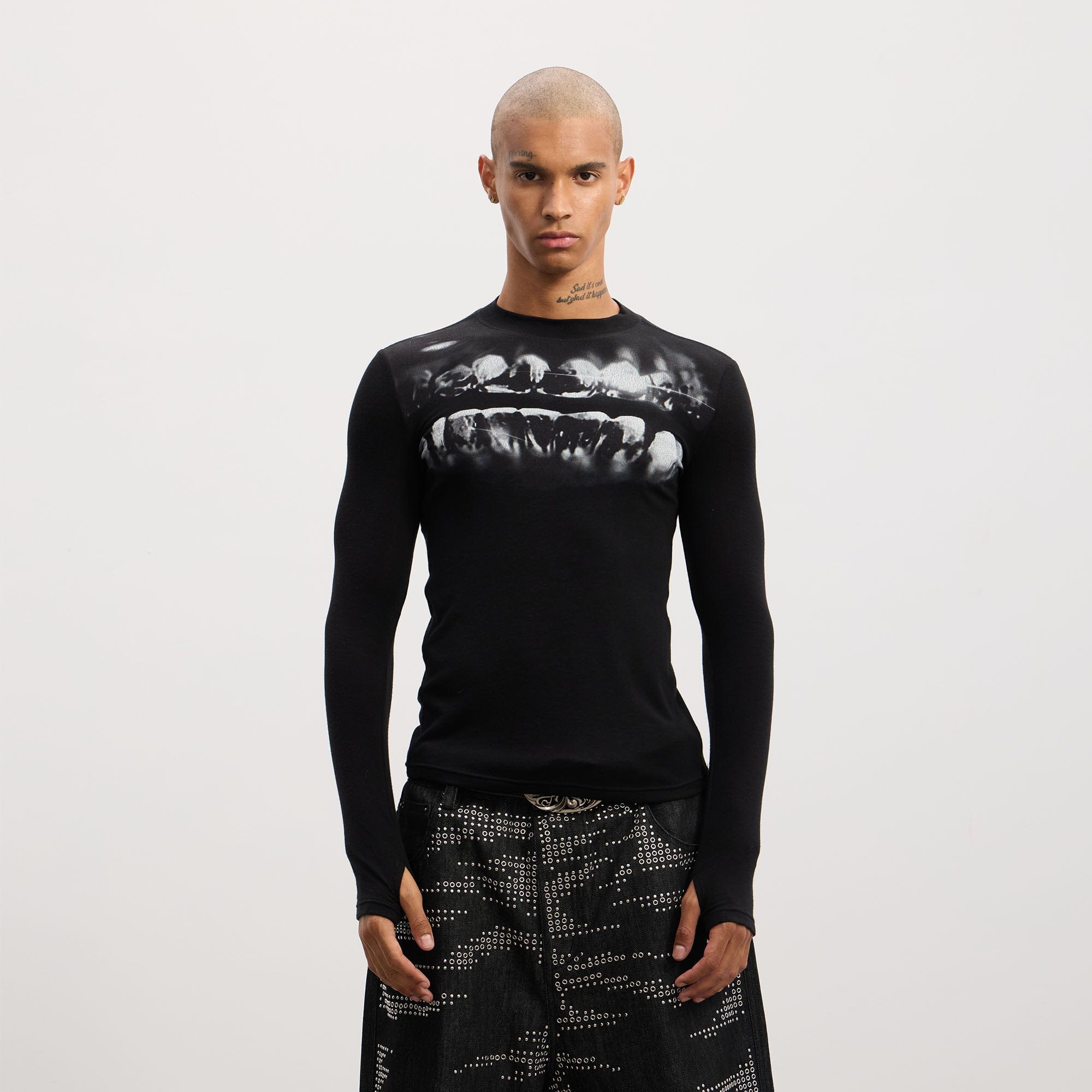 DND4DES Grillz Graphic Slim Long-Sleeve Tee-L/S Tee-S-Free Shipping Leatheretro