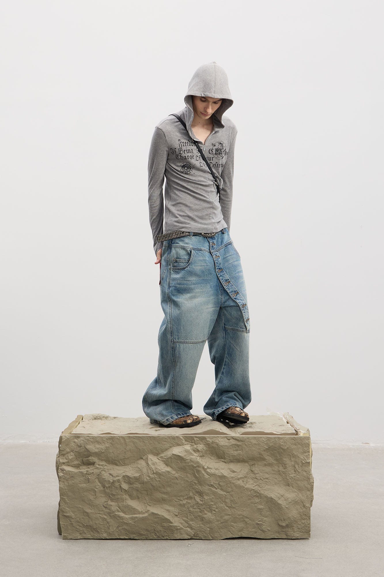 DND4DES Gothic Graphic Slim Zip-Up Hoodie-Hoodie-S-Gray-Free Shipping Leatheretro