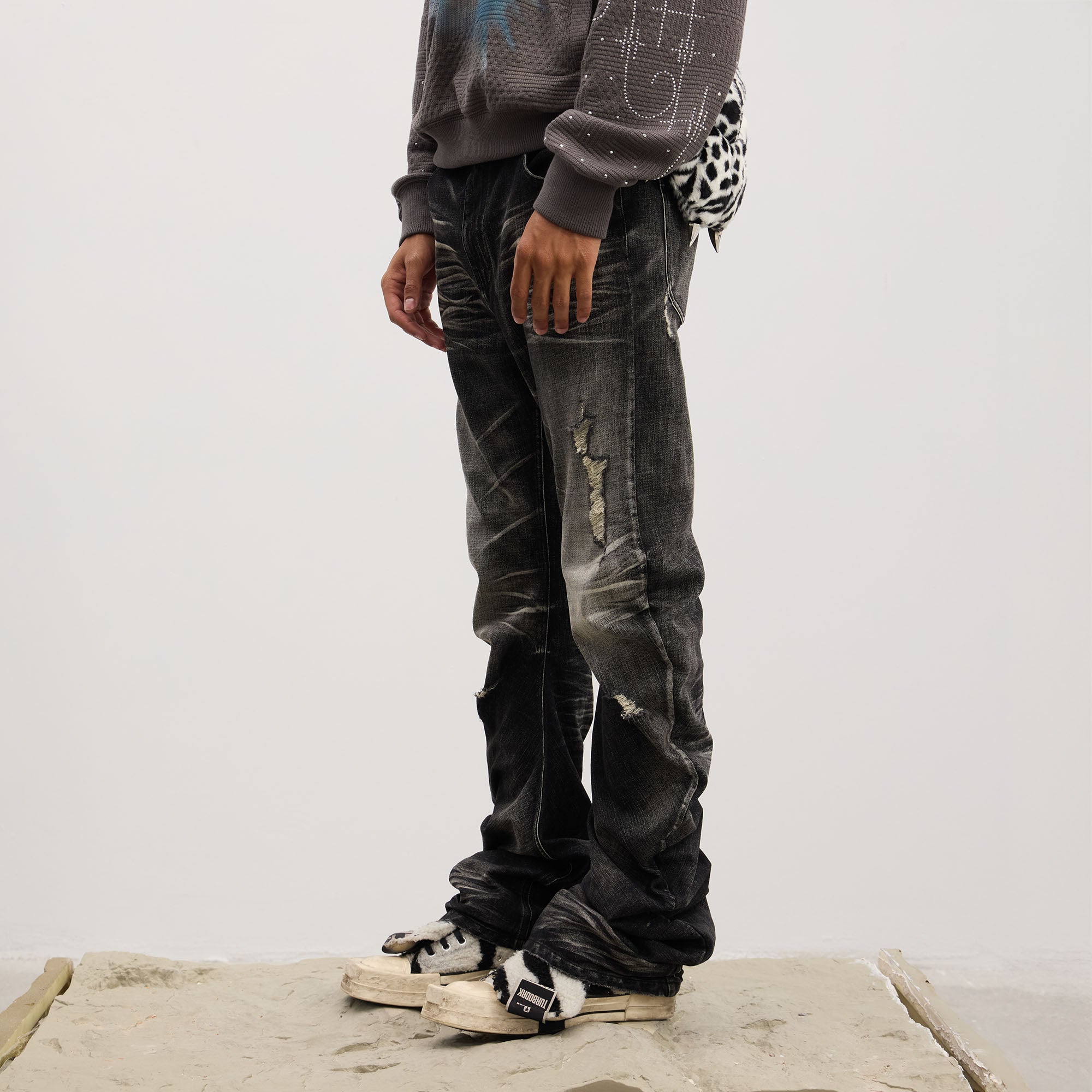 DND4DES Dirty Fit Whiskered Stack Jeans-Jeans-S-Blue-Free Shipping Leatheretro