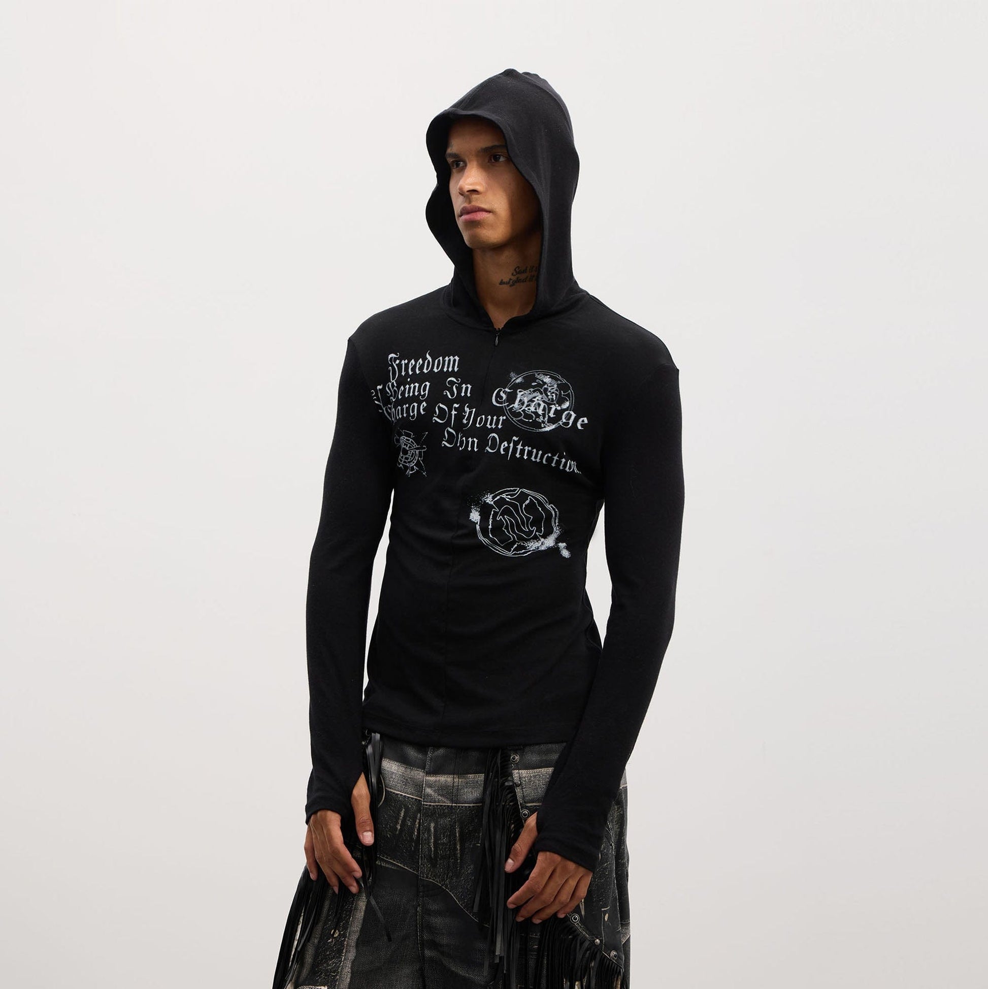 DND4DES Gothic Graphic Slim Zip-Up Hoodie-Hoodie-S-Gray-Free Shipping Leatheretro