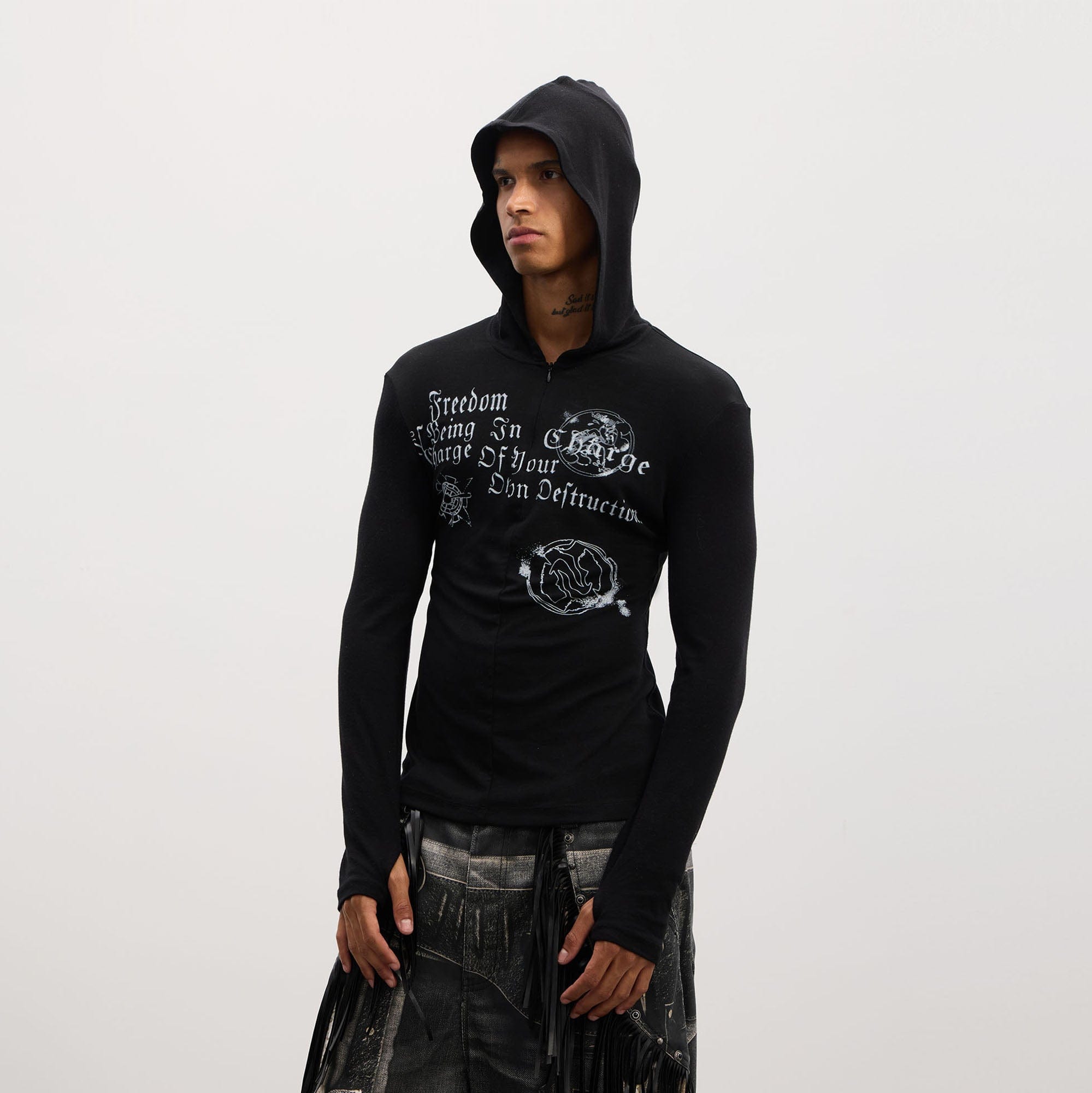 DND4DES Gothic Graphic Slim Zip-Up Hoodie-Hoodie-S-Gray-Free Shipping Leatheretro