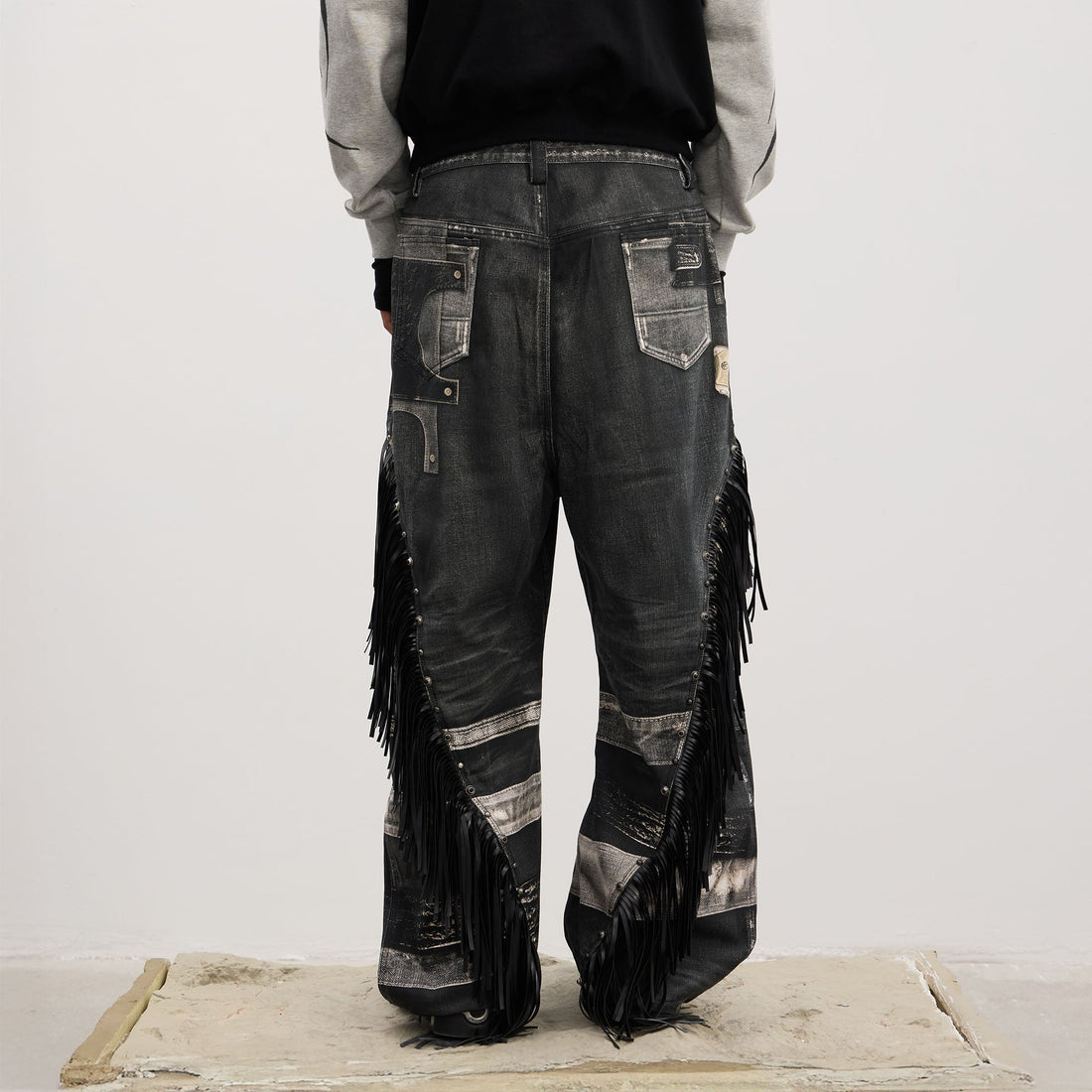 DND4DES Fringe Full-Print Baggy Jeans-Jeans-S-Free Shipping Leatheretro