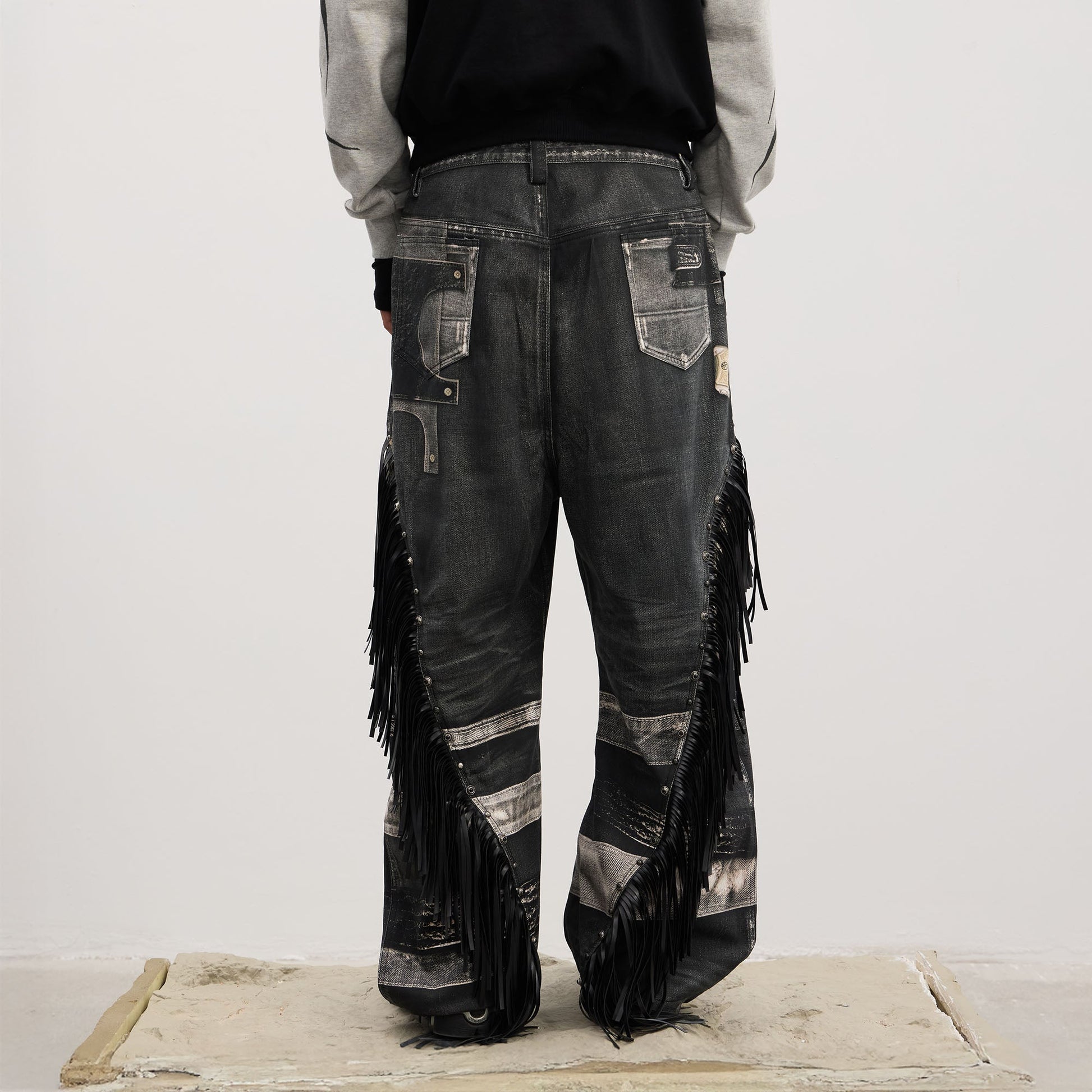 DND4DES Fringe Full-Print Baggy Jeans-Jeans-S-Free Shipping Leatheretro
