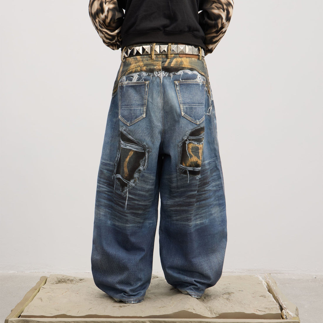 DND4DES Full-Printed Leopard Distressed Baggy Jeans-Jeans-XS-Free Shipping Leatheretro