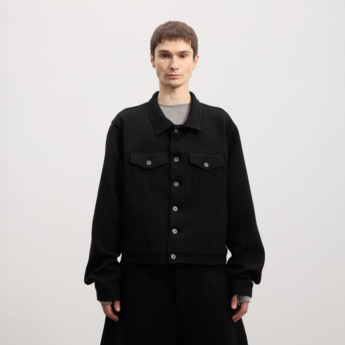 DND4DES Wool-Blend Button-Up Utility Jacket-Jacket-S-Light Gray-Free Shipping Leatheretro