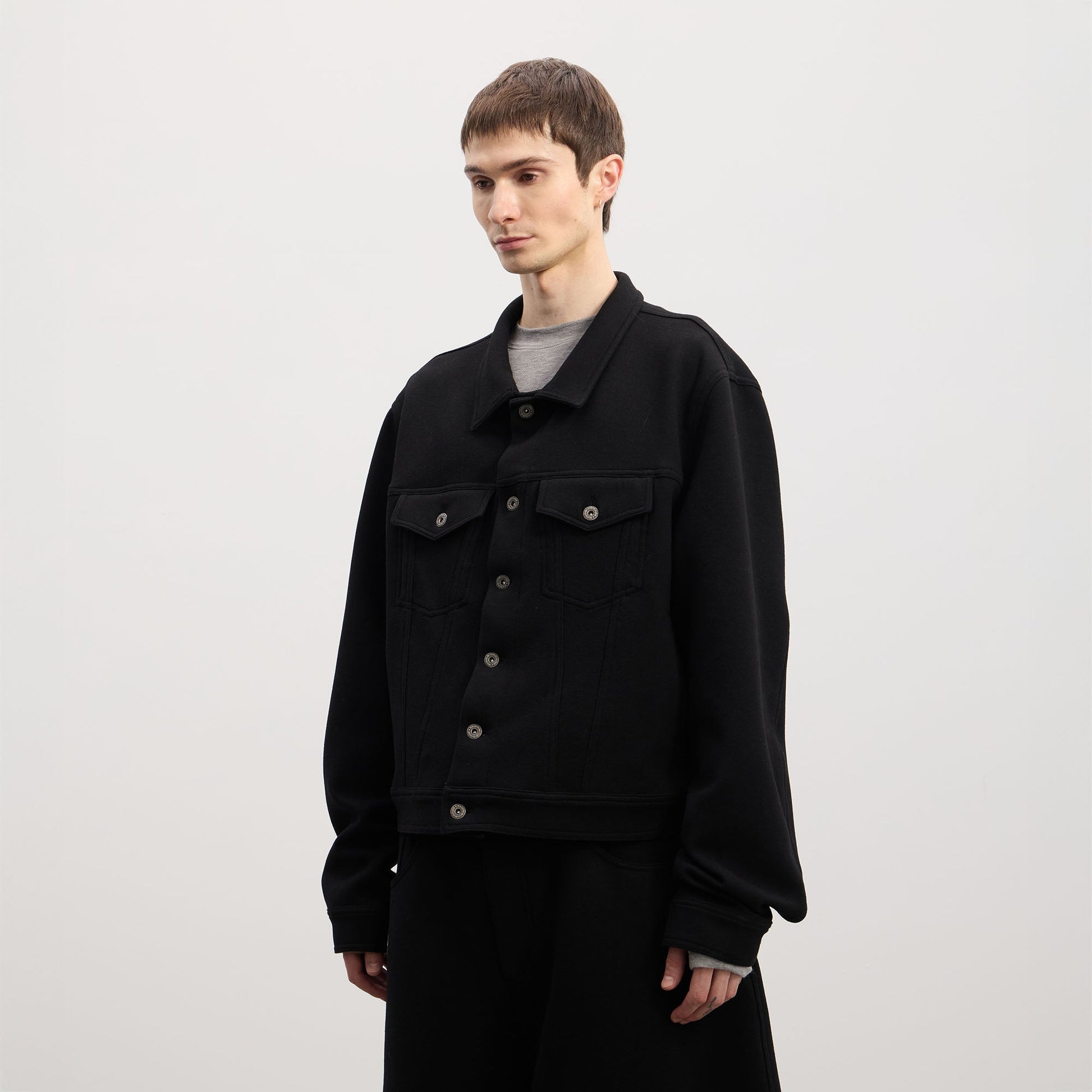 DND4DES Wool-Blend Button-Up Utility Jacket-Jacket-S-Light Gray-Free Shipping Leatheretro