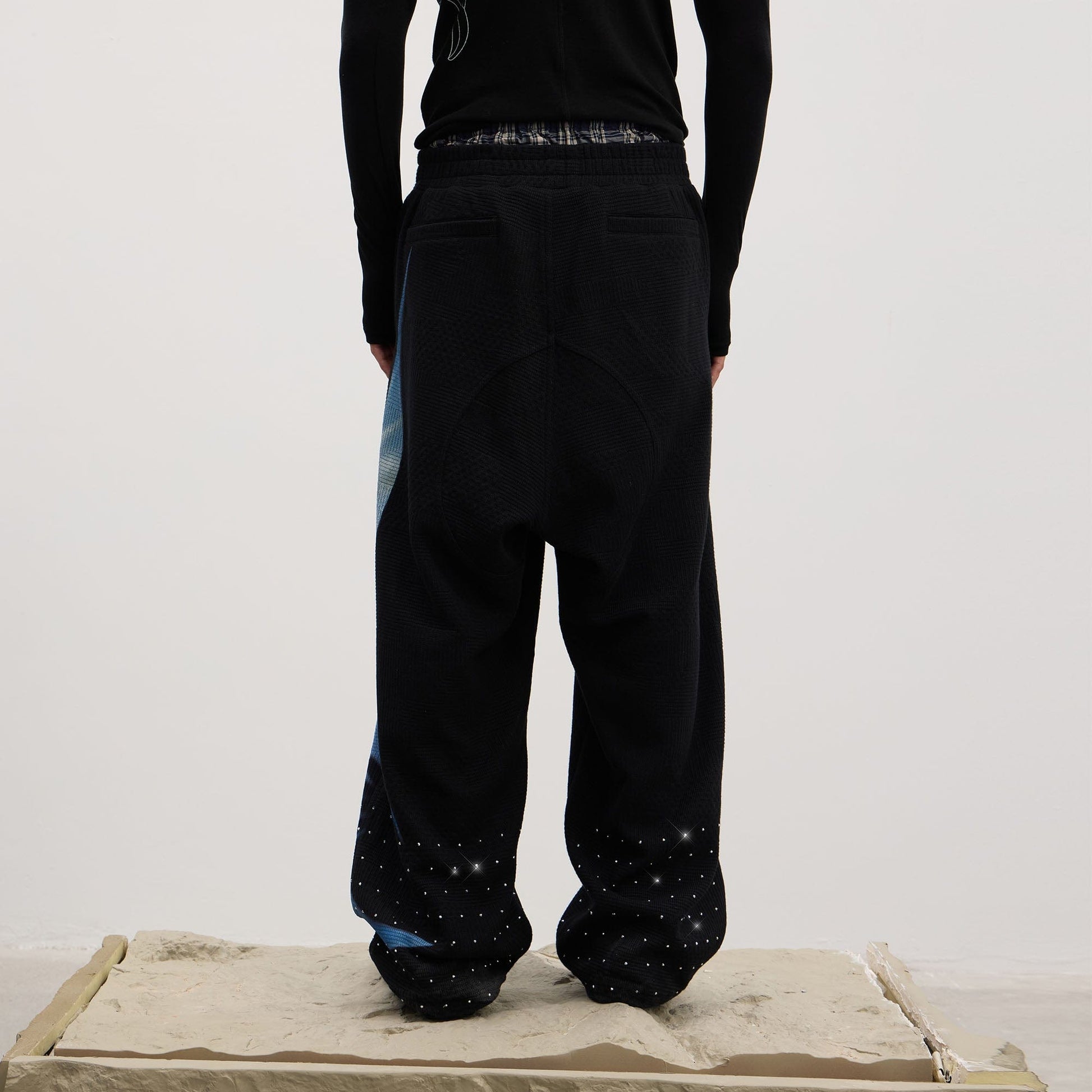 DND4DES Virgin Mary Graphic Rhinestone Sweatpants-Pants-S (Preorder)-Black-Free Shipping Leatheretro