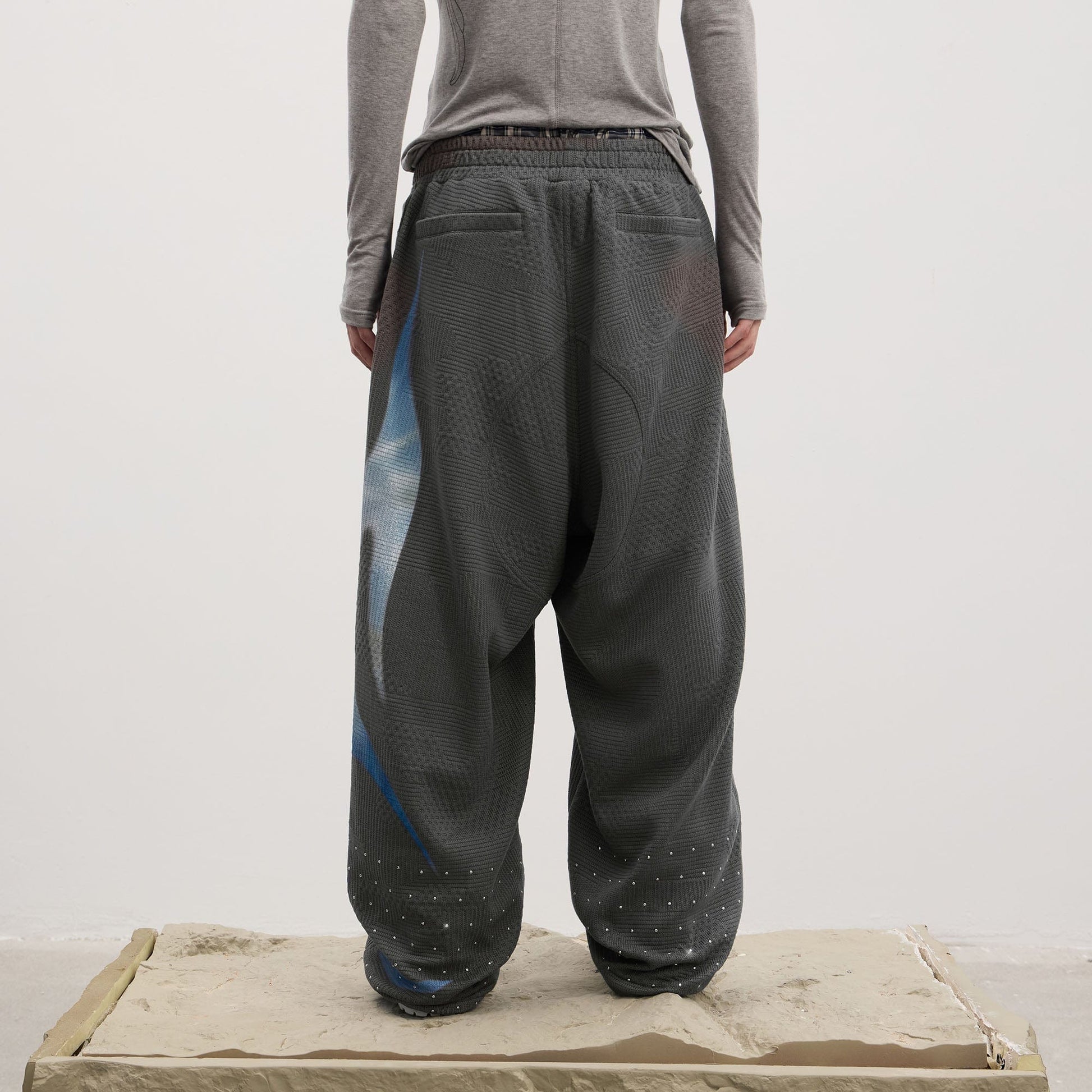 DND4DES Virgin Mary Graphic Rhinestone Sweatpants-Pants-S (Preorder)-Black-Free Shipping Leatheretro