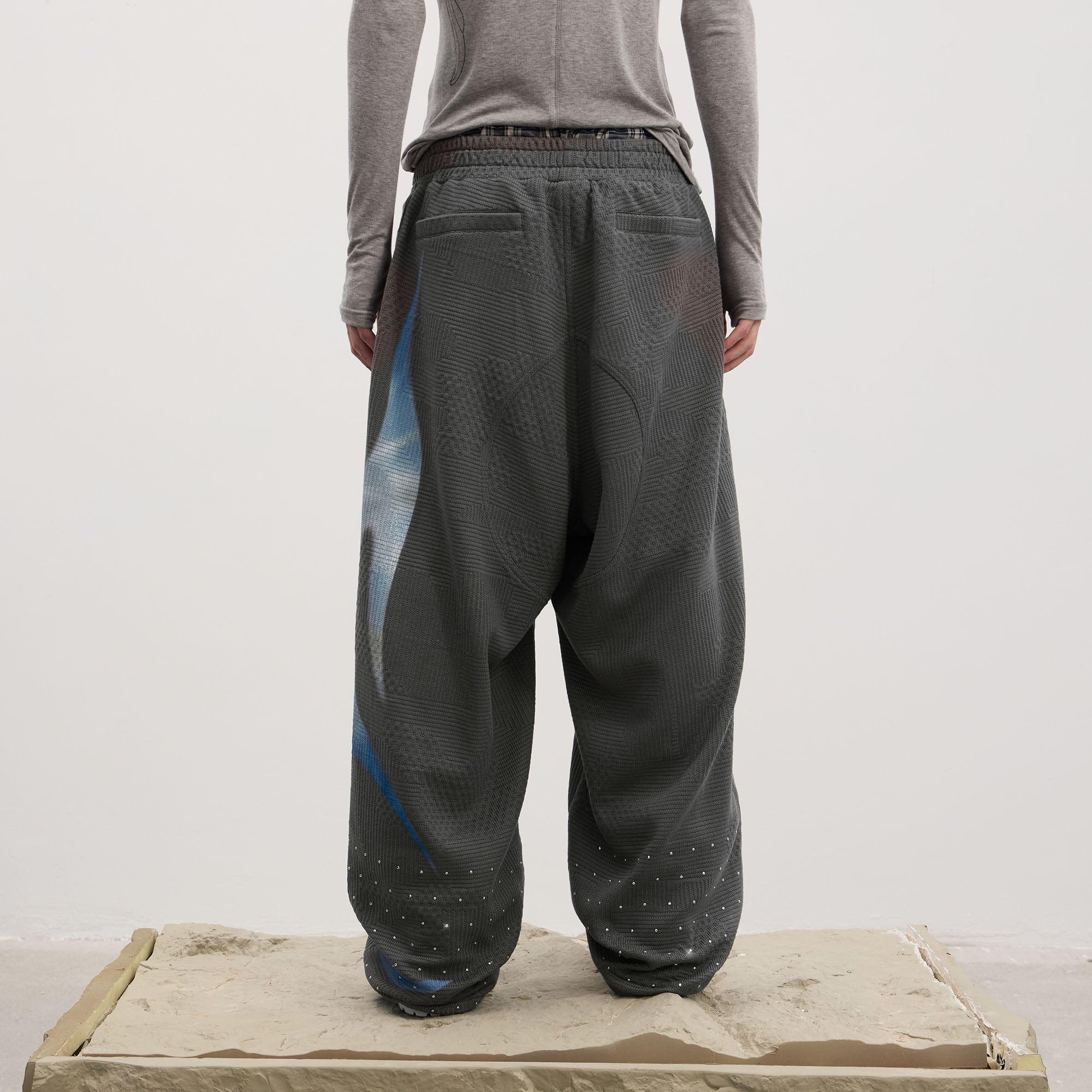 DND4DES Virgin Mary Graphic Rhinestone Sweatpants-Pants-S (Preorder)-Black-Free Shipping Leatheretro