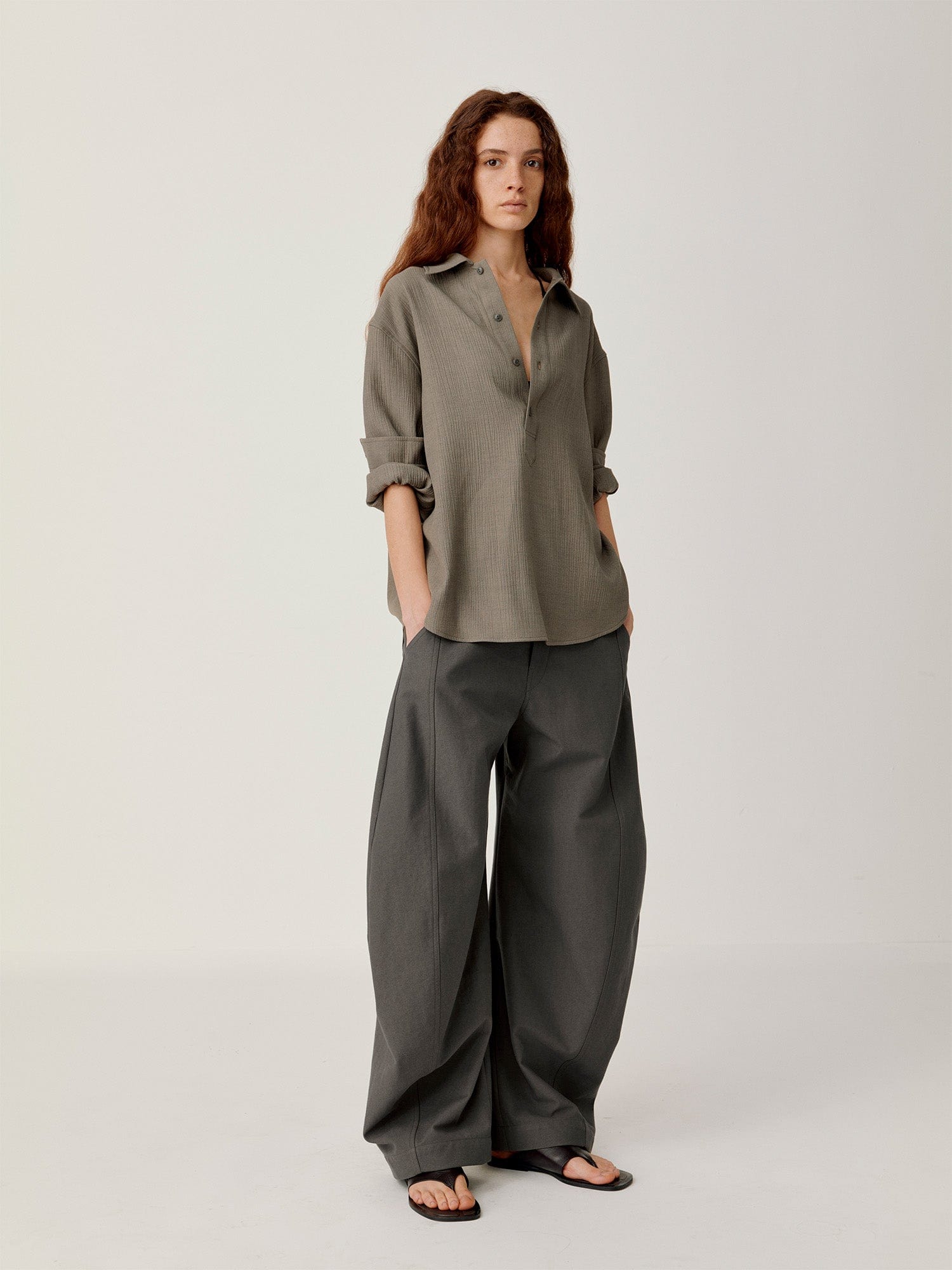 OPICLOTH Essential Crinkled Pullover-Shirt-S-Beige-Free Shipping Leatheretro