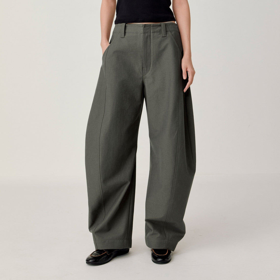 OPICLOTH Retro Curved-Cut Tailored Pants-Pants-XS-Free Shipping Leatheretro