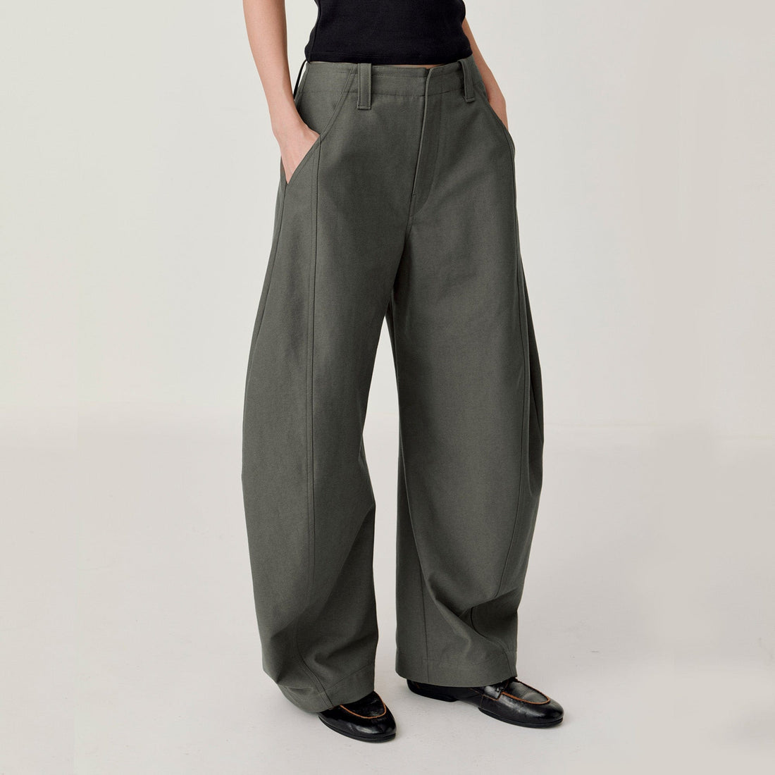OPICLOTH Retro Curved-Cut Tailored Pants-Pants-XS-Free Shipping Leatheretro