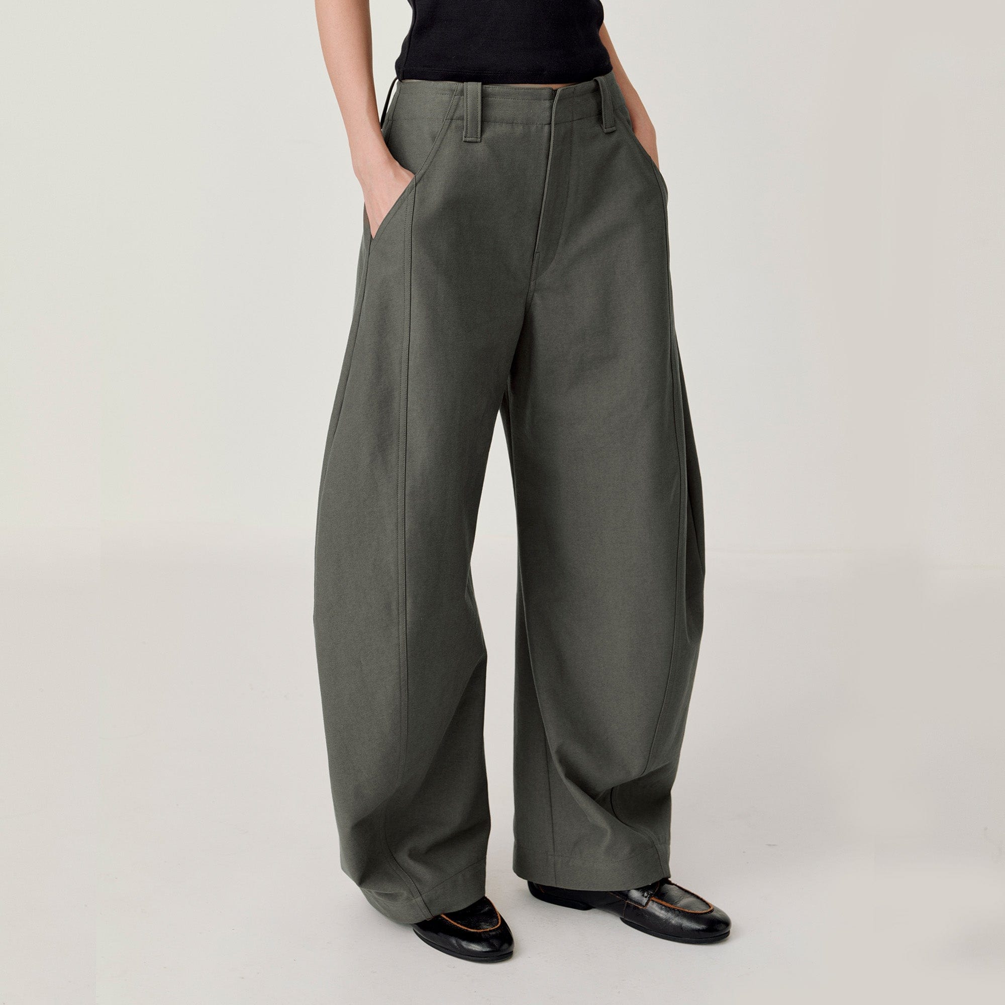 OPICLOTH Retro Curved-Cut Tailored Pants-Pants-XS-Free Shipping Leatheretro
