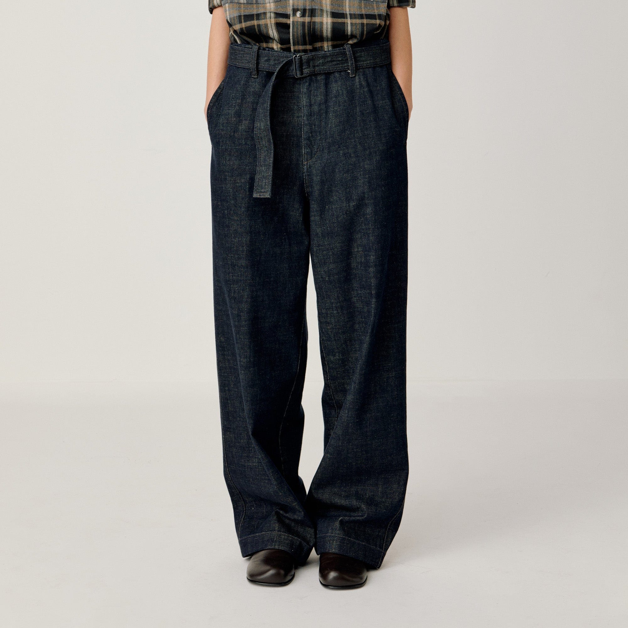 OPICLOTH Essential Washed Belted Wide-Leg Jeans-Jeans-XS-Free Shipping Leatheretro