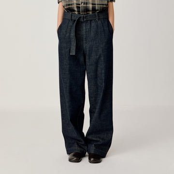 OPICLOTH Essential Washed Belted Wide-Leg Jeans-Jeans-XS-Free Shipping Leatheretro