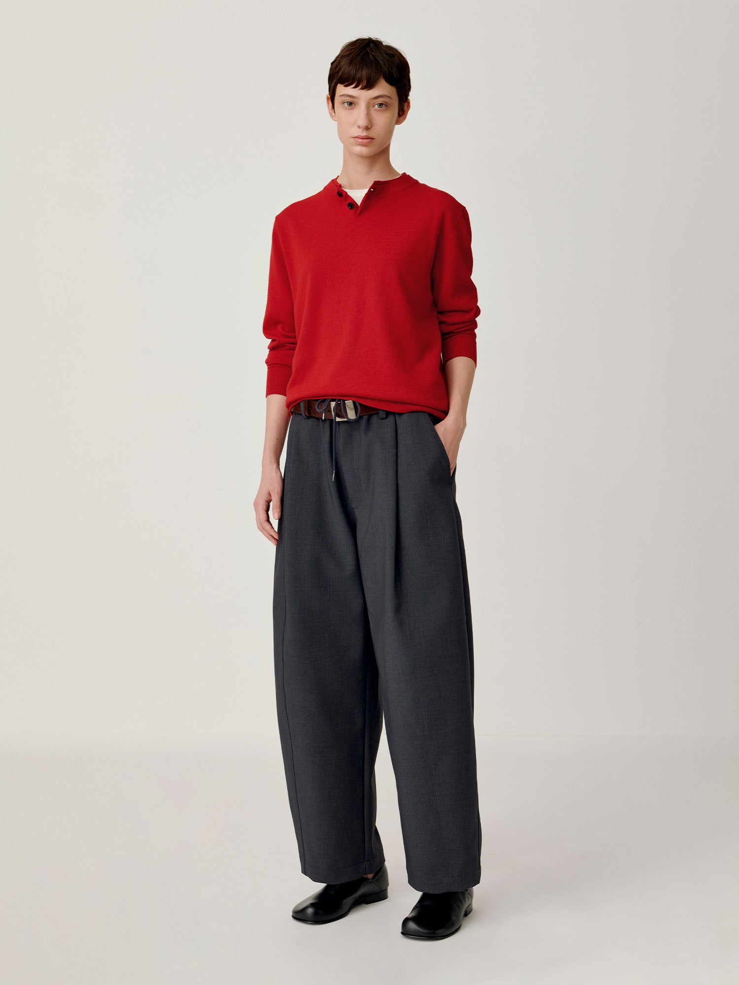 OPICLOTH Essential Layered Collar Sweater-Sweater-XS-Red-Free Shipping Leatheretro