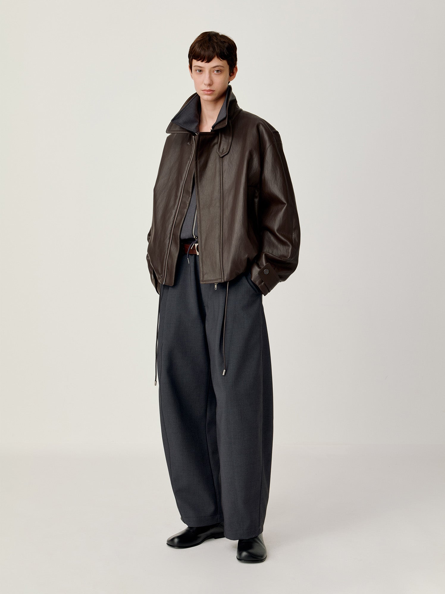 OPICLOTH Soft-Tanned Drawstring Faux Leather Jacket-Jacket-XS (Preorder)-Free Shipping Leatheretro