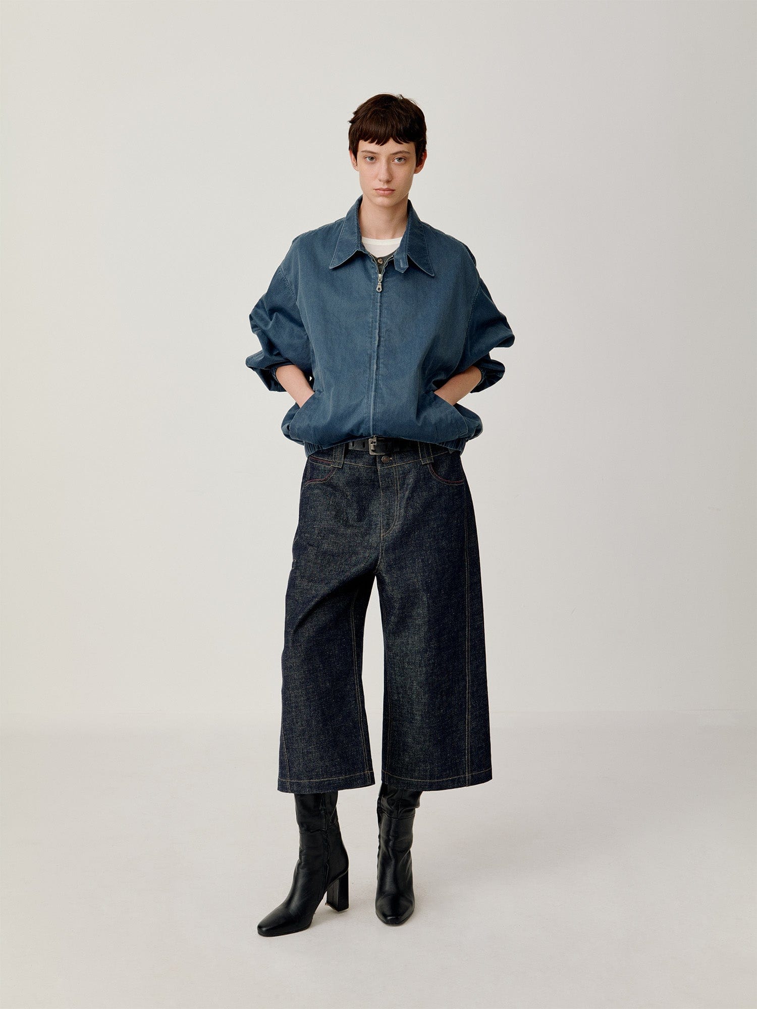 OPICLOTH Essential Stitched Cropped Raw Jeans-Jeans-XS-Free Shipping Leatheretro