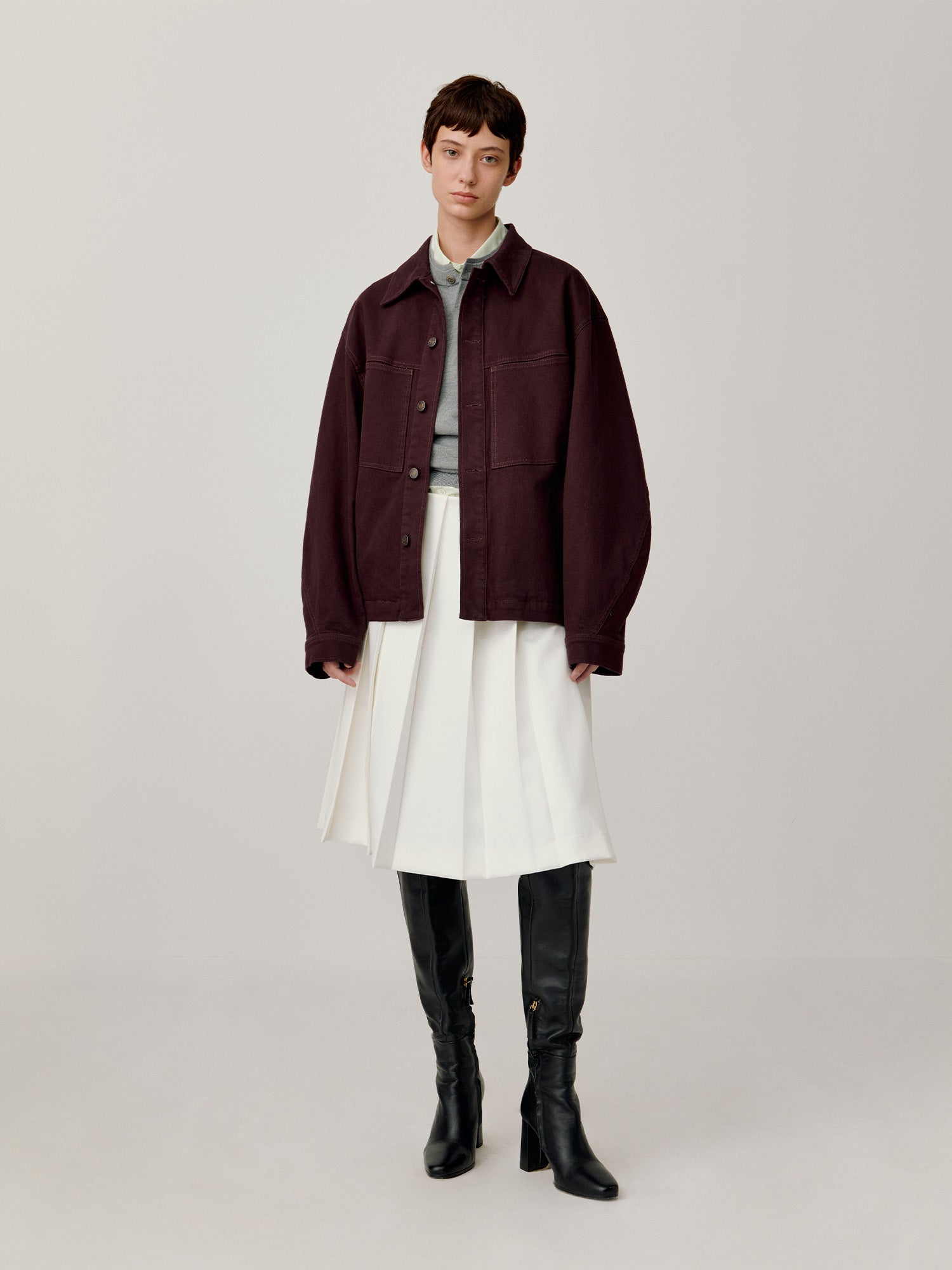 OPICLOTH Washed Patch-Pockets Curved-Cuffs Jacket-Jacket-XS-Purple-Free Shipping Leatheretro