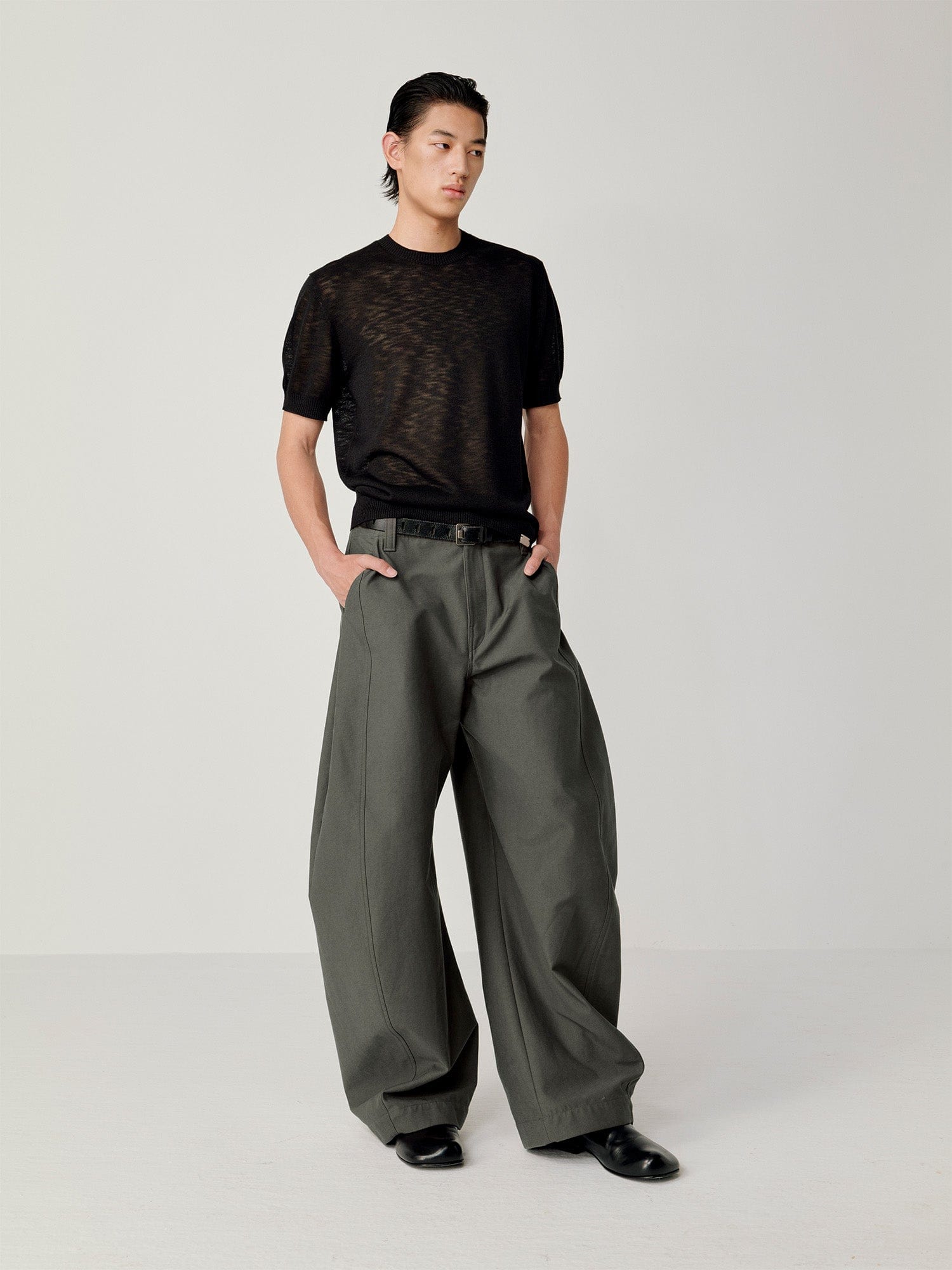 OPICLOTH Retro Curved-Cut Tailored Pants-Pants-XS-Free Shipping Leatheretro