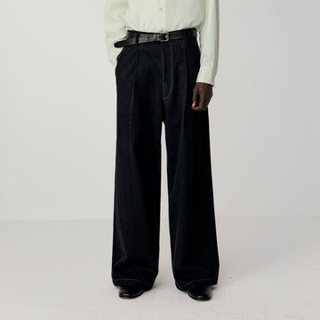 OPICLOTH Washed Contrast Stitch Wide-Leg Jeans-Jeans-XS (Preorder)-Free Shipping Leatheretro