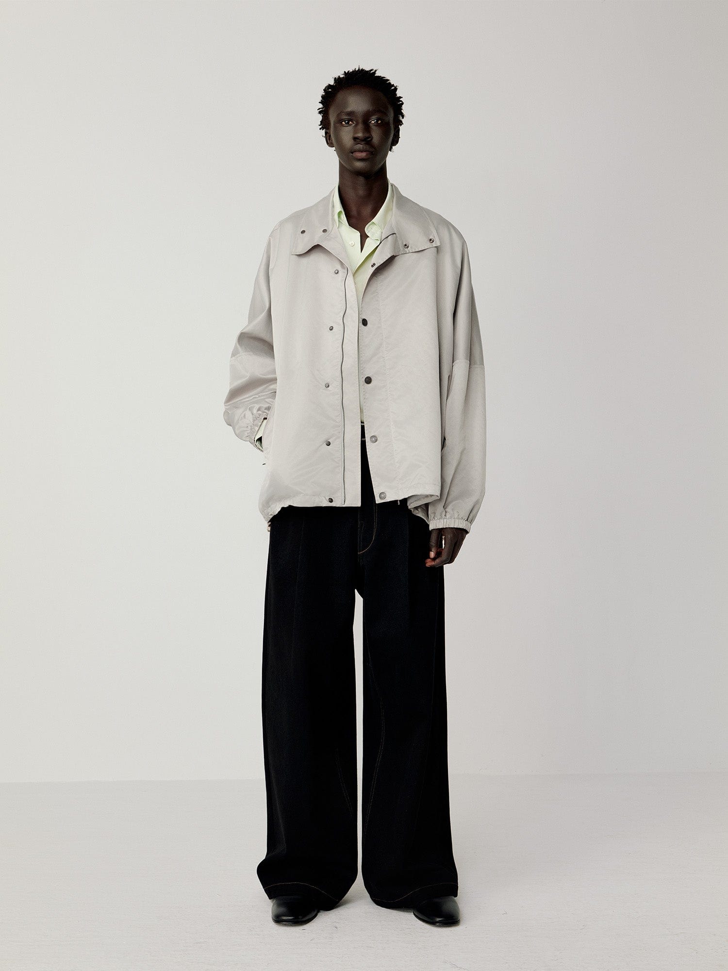 OPICLOTH Satin Batwing Drawstring Oversized Jacket-Jacket-S-Black-Free Shipping Leatheretro