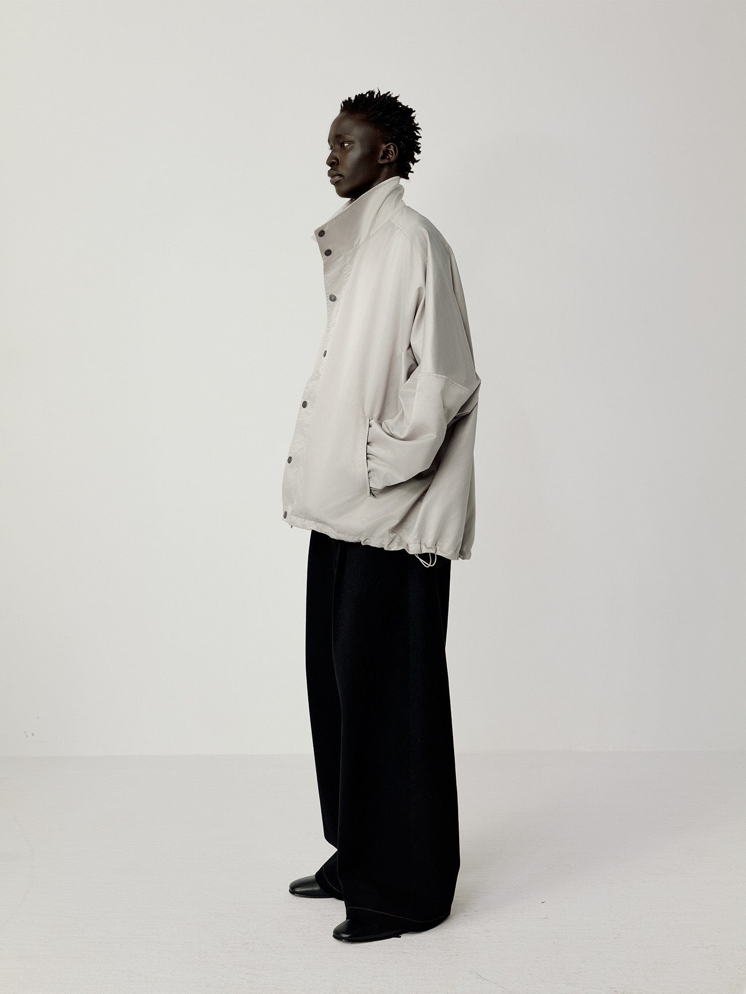 OPICLOTH Satin Batwing Drawstring Oversized Jacket-Jacket-S-Black-Free Shipping Leatheretro