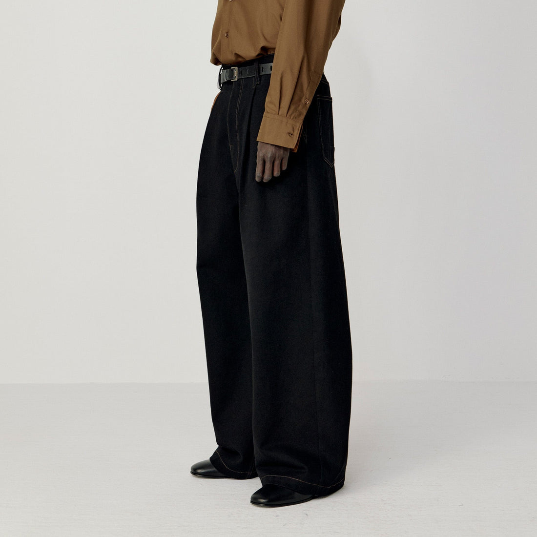 OPICLOTH Washed Contrast Stitch Wide-Leg Jeans-Jeans-XS (Preorder)-Free Shipping Leatheretro