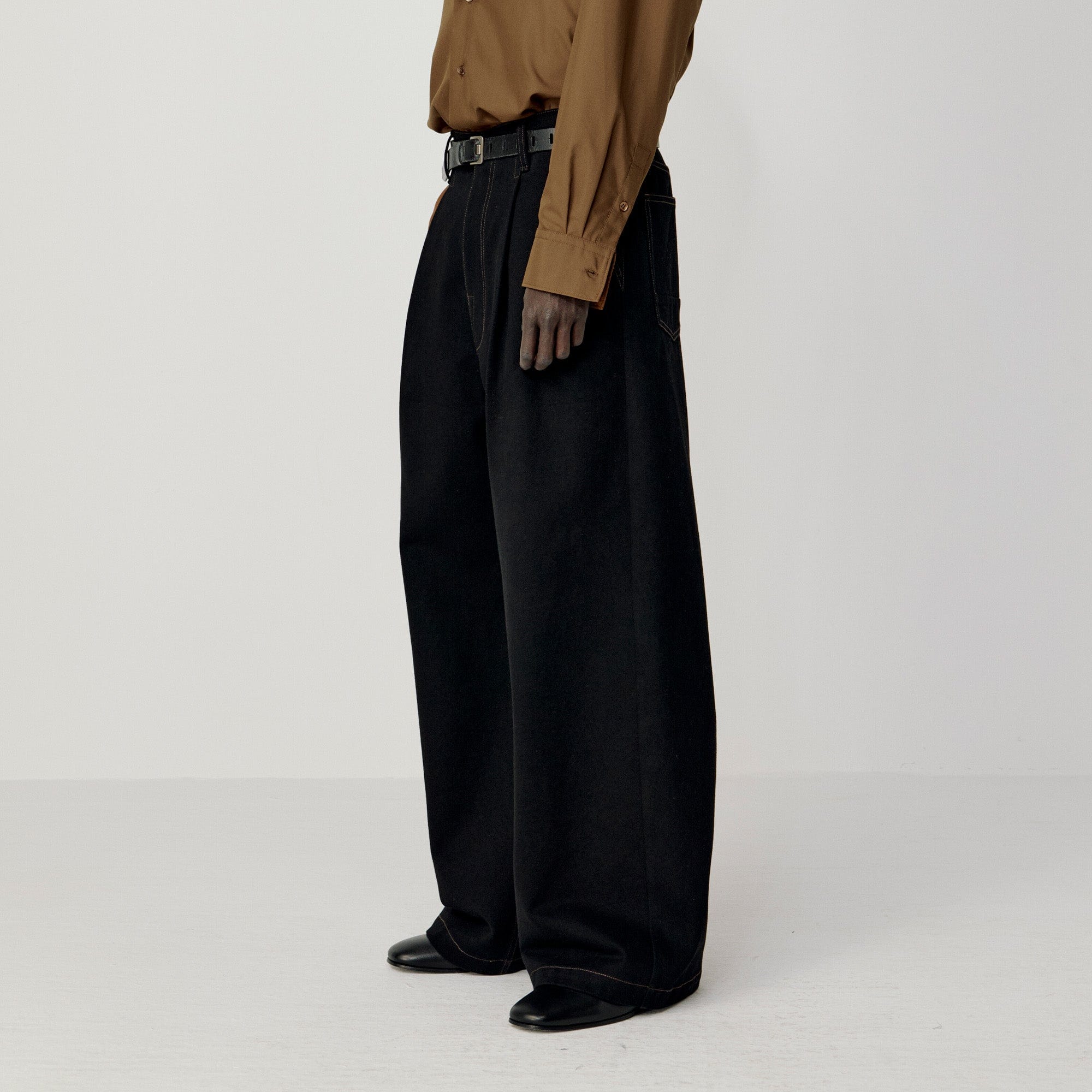 OPICLOTH Washed Contrast Stitch Wide-Leg Jeans-Jeans-XS (Preorder)-Free Shipping Leatheretro