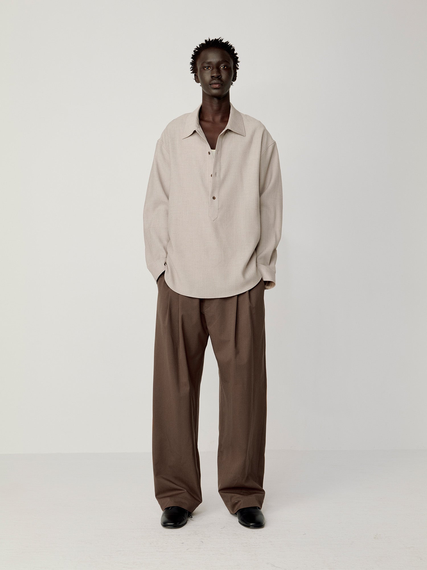 OPICLOTH Wool-Blend Pleated Drawstring Trousers-Pants-S-Free Shipping Leatheretro