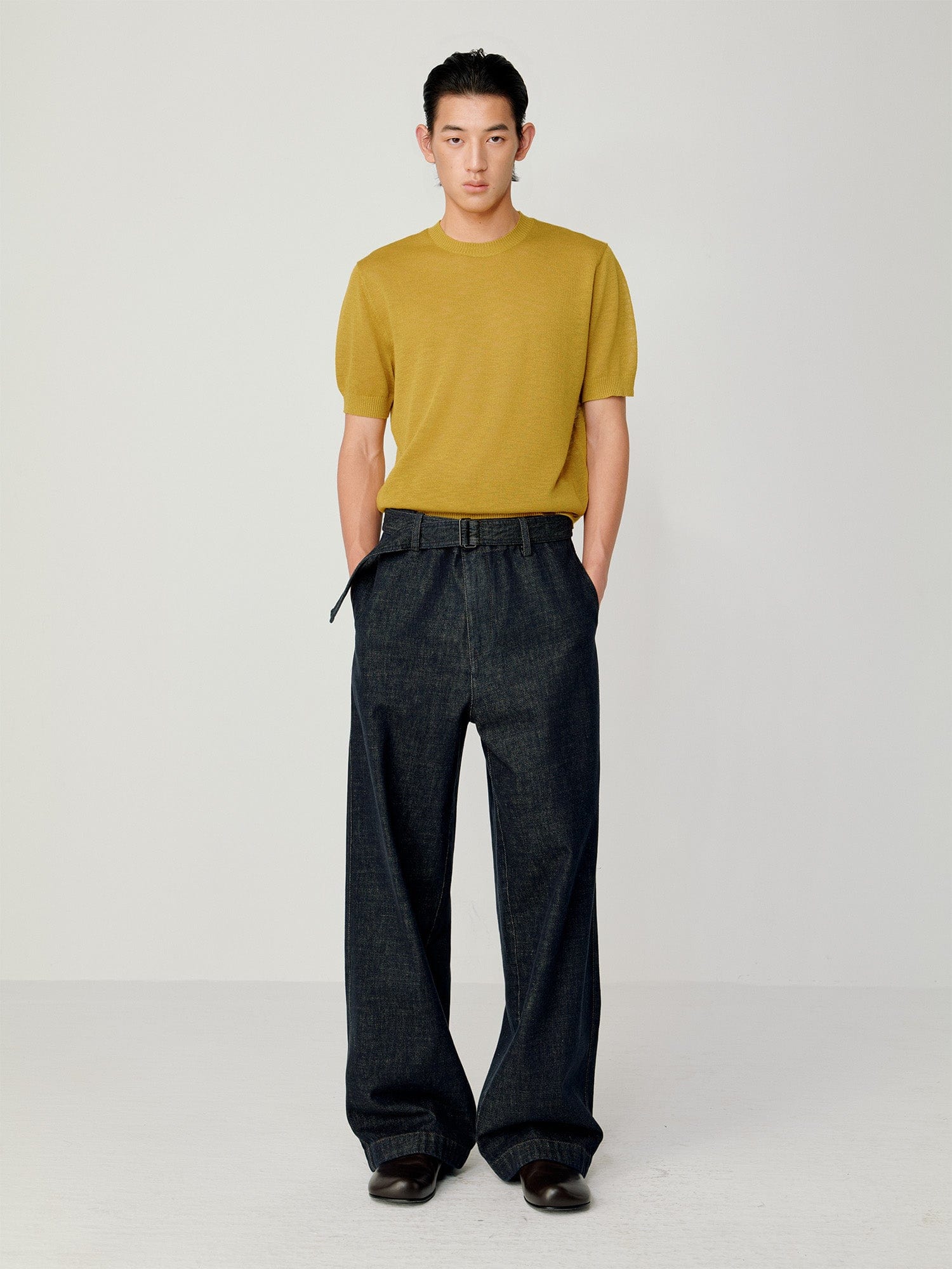 OPICLOTH Essential Washed Belted Wide-Leg Jeans-Jeans-XS-Free Shipping Leatheretro