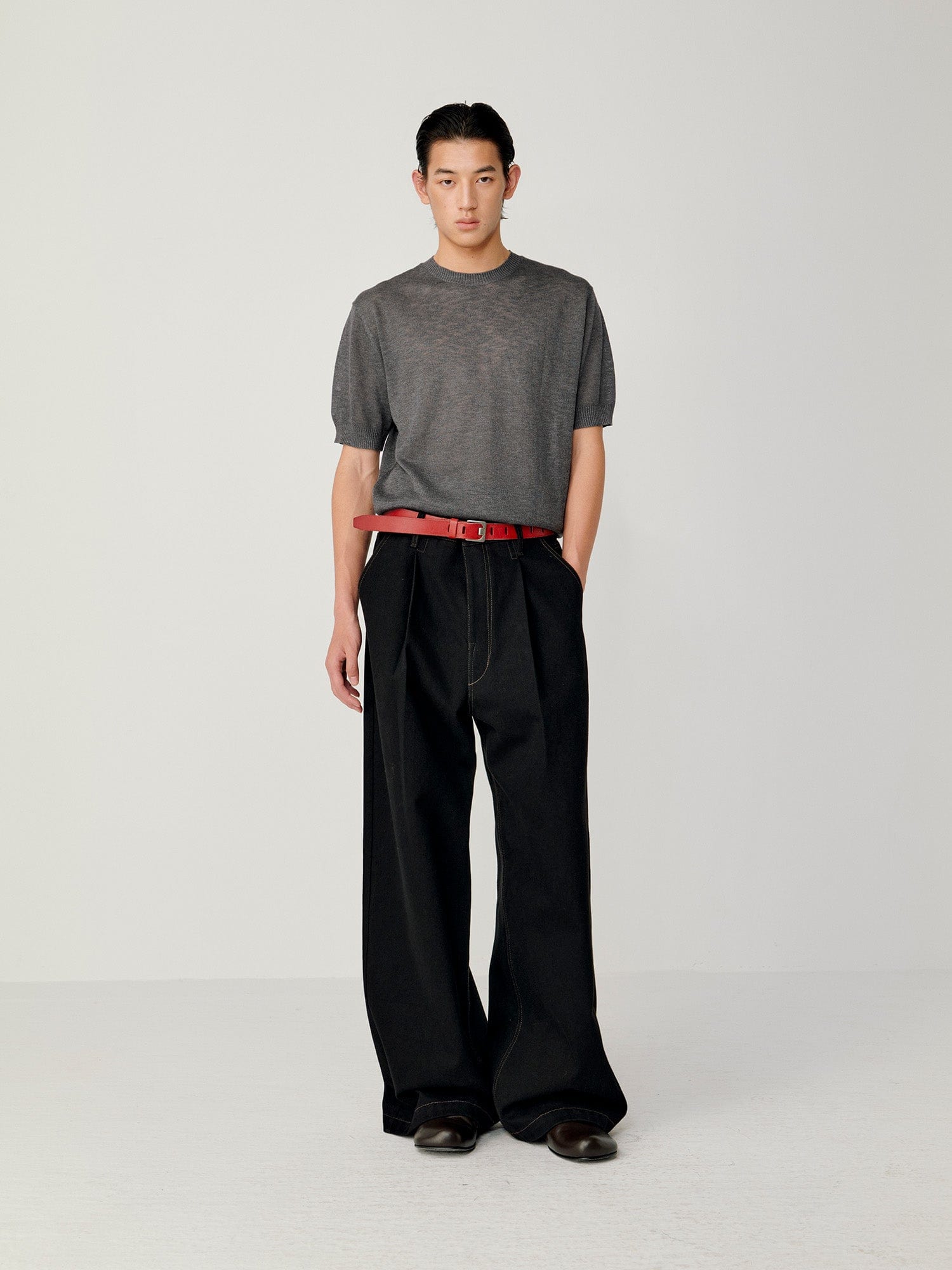 OPICLOTH Washed Contrast Stitch Wide-Leg Jeans-Jeans-XS (Preorder)-Free Shipping Leatheretro
