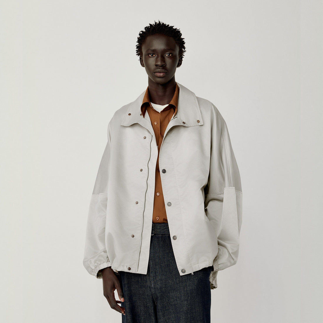 OPICLOTH Satin Batwing Drawstring Oversized Jacket-Jacket-S-Black-Free Shipping Leatheretro