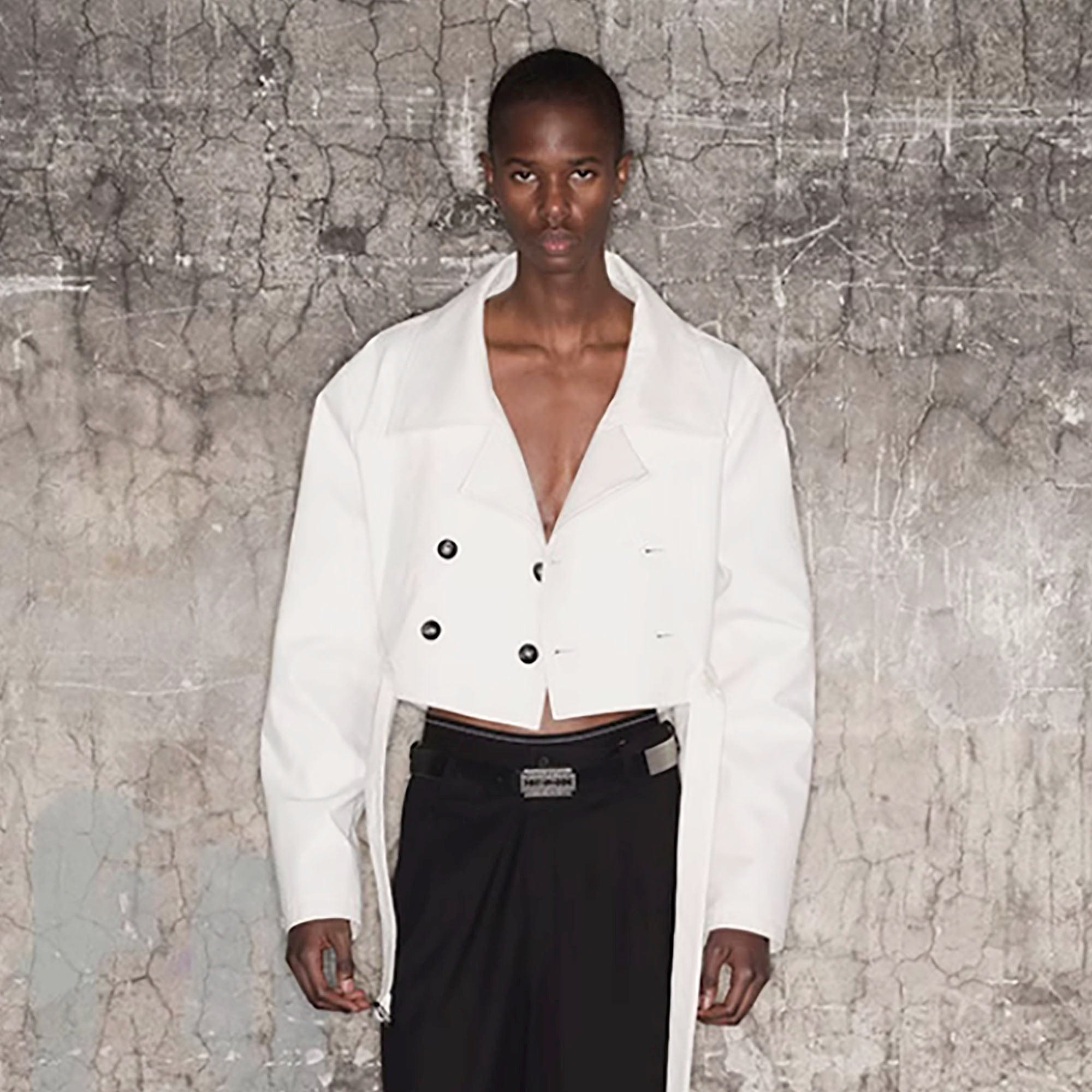 TRIANGLE PROJECT Cropped Asymmetrical Double-Breasted Cropped Jacket-Jacket-S-Free Shipping Leatheretro