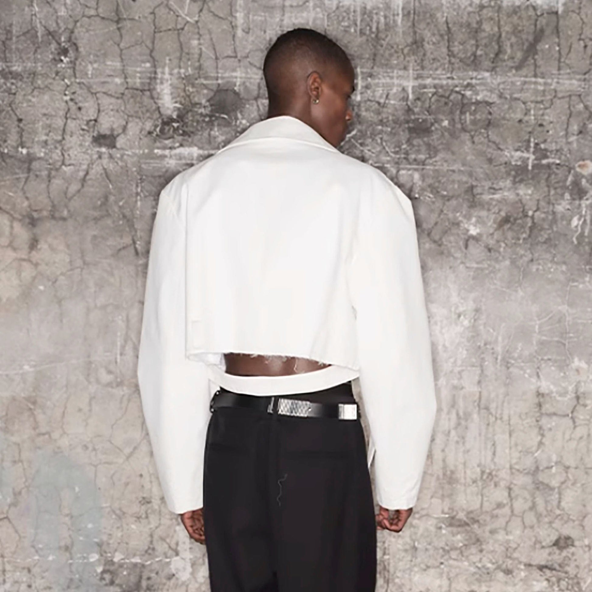 TRIANGLE PROJECT Cropped Asymmetrical Double-Breasted Cropped Jacket-Jacket-S-Free Shipping Leatheretro