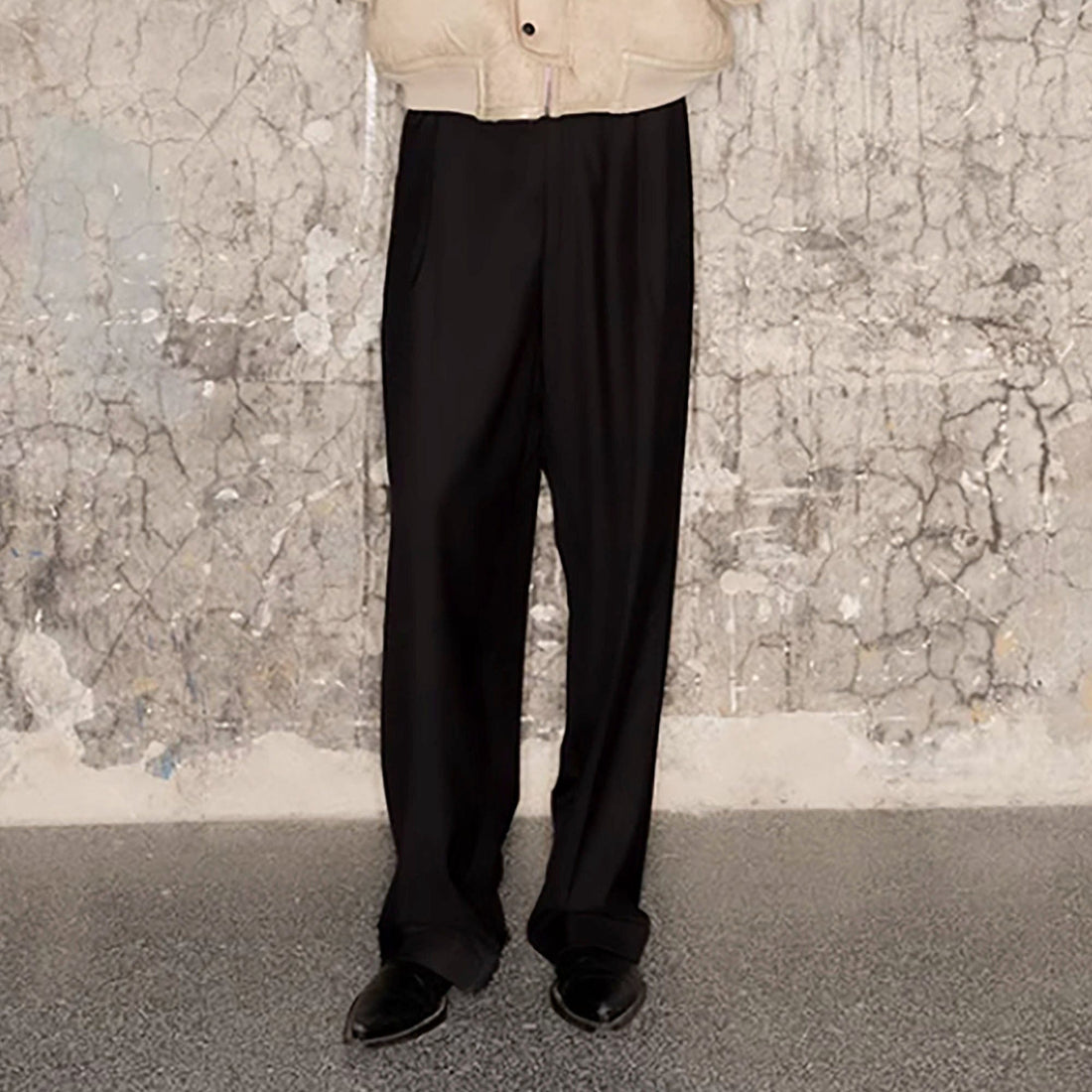 TRIANGLE PROJECT Essential Wool-Blended Oversized Trousers-Pants-S-Free Shipping Leatheretro
