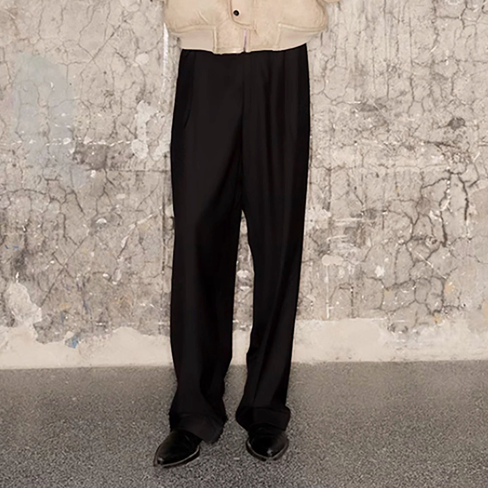 TRIANGLE PROJECT Essential Wool-Blended Oversized Trousers-Pants-S-Free Shipping Leatheretro