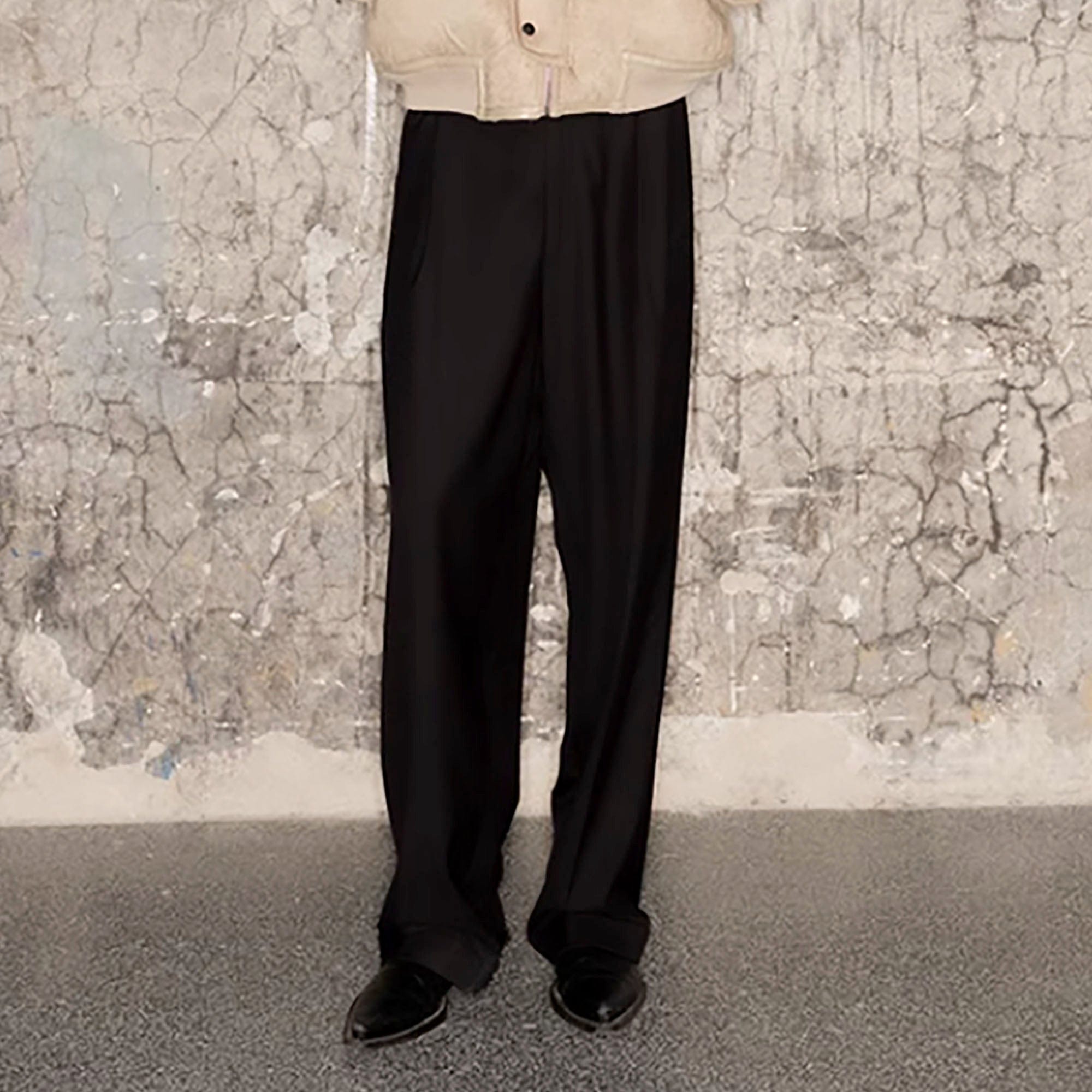 TRIANGLE PROJECT Essential Wool-Blended Oversized Trousers-Pants-S-Free Shipping Leatheretro