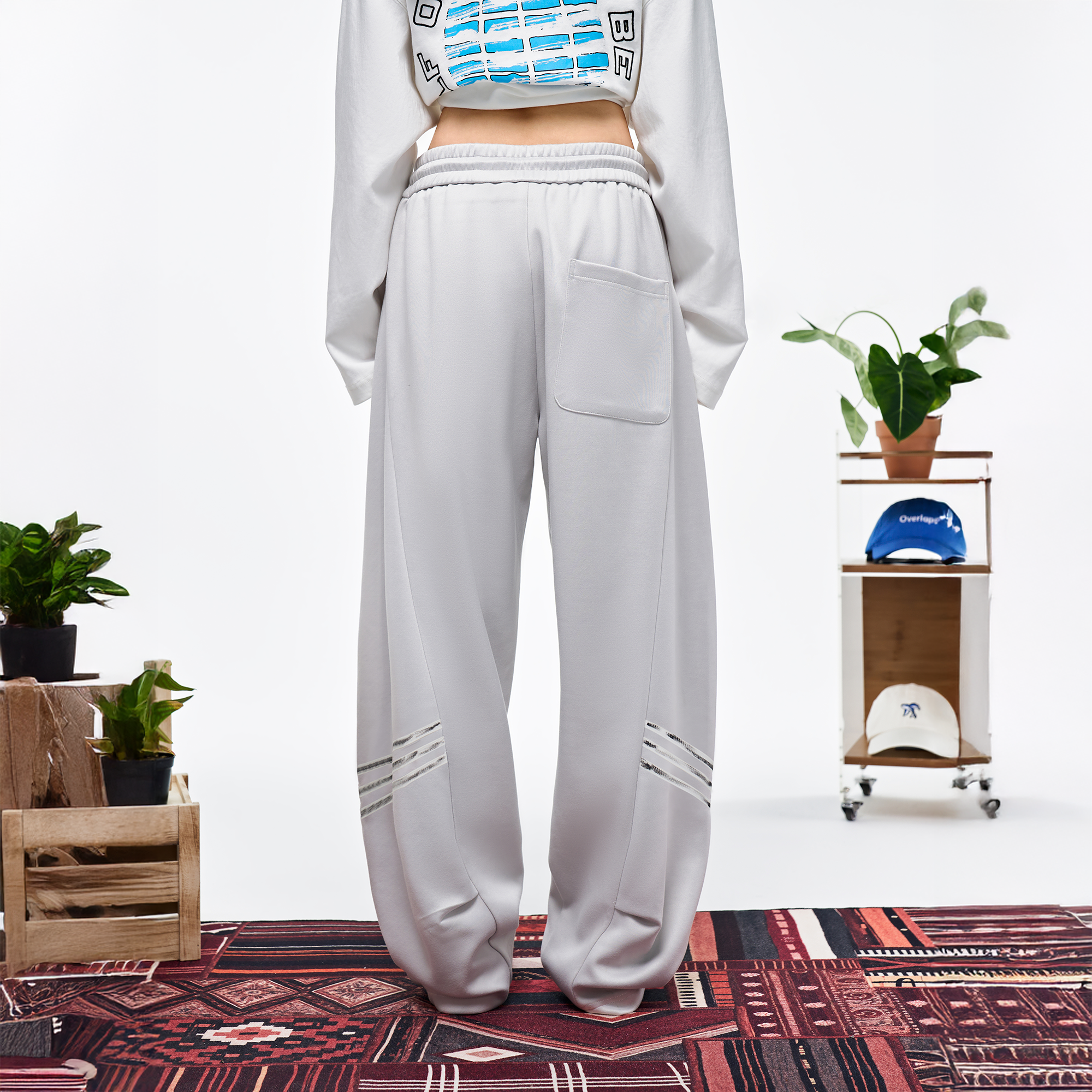 OVERLAPS Curved-Leg Panel Track Pants