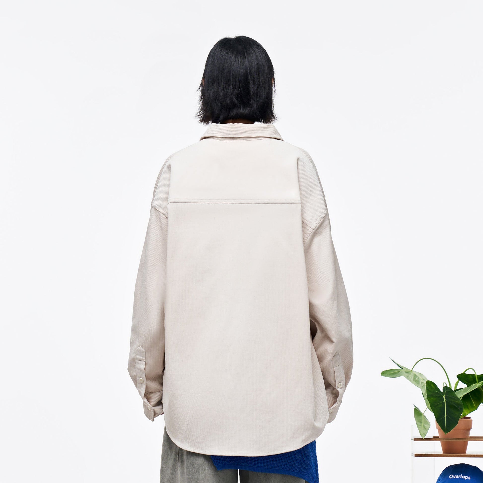 OVERLAPS Essential Embroidered Oversized Shirt-Shirt-S-Blue-Free Shipping Leatheretro