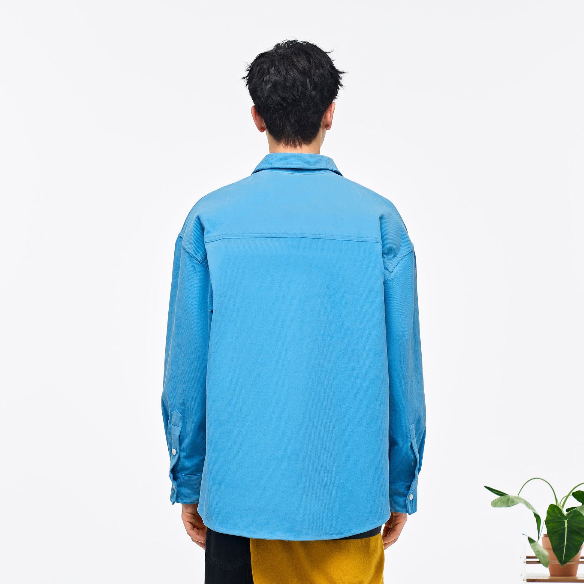 OVERLAPS Essential Embroidered Oversized Shirt-Shirt-S-Blue-Free Shipping Leatheretro