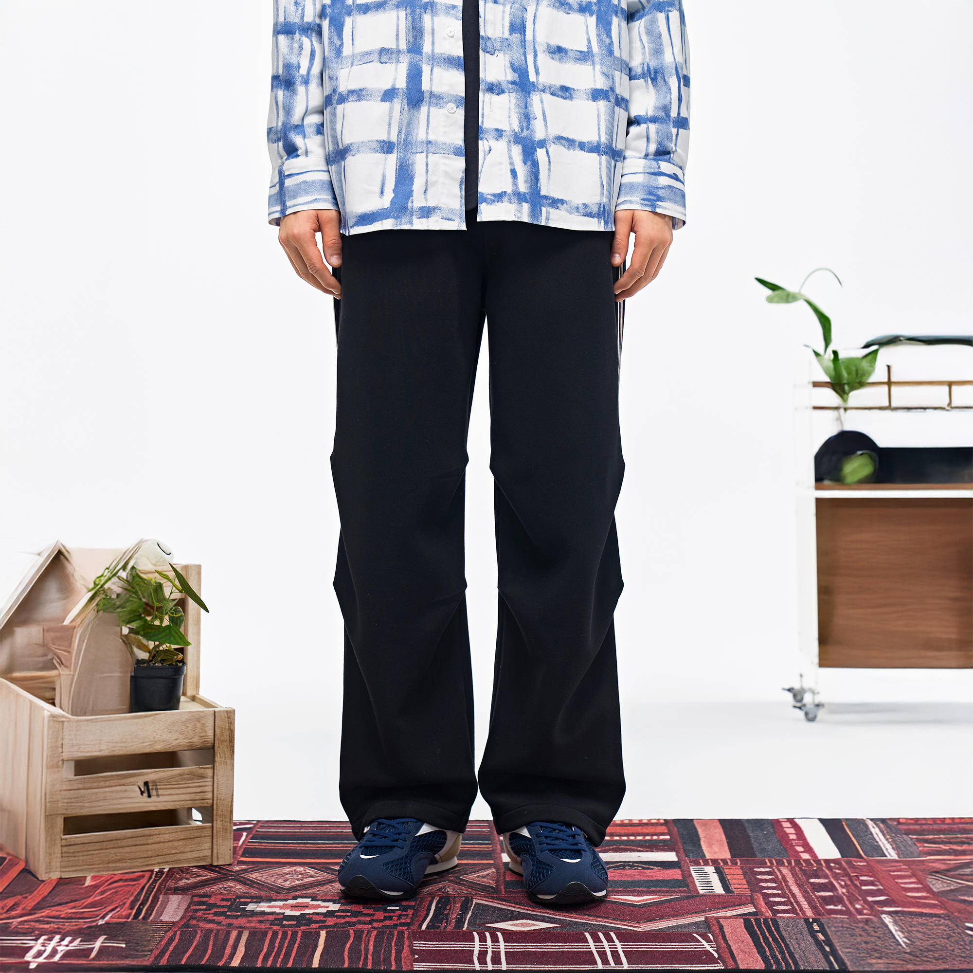 OVERLAPS Striped Panel Track Pants-Pants-S-Free Shipping Leatheretro